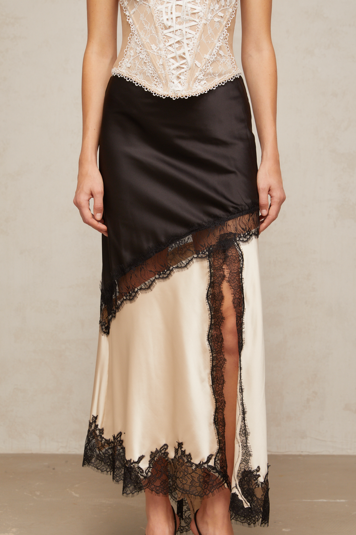 新品　andwang Layered like lace satin skirt Acne Studios Inouka Layered Satin & Lace Skirt | Nordstrom