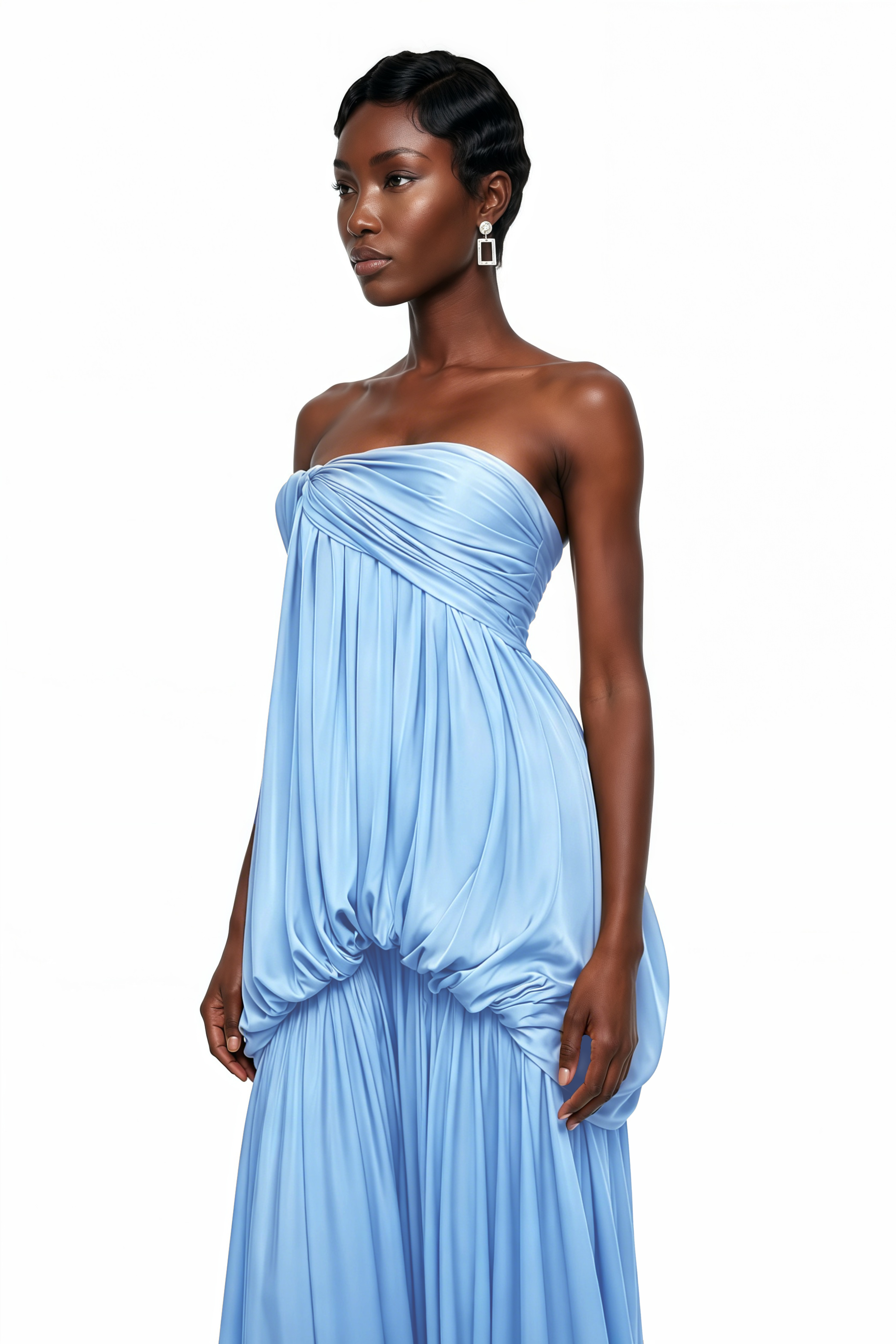 Aamu Blue Off Shoulder Maxi Dress