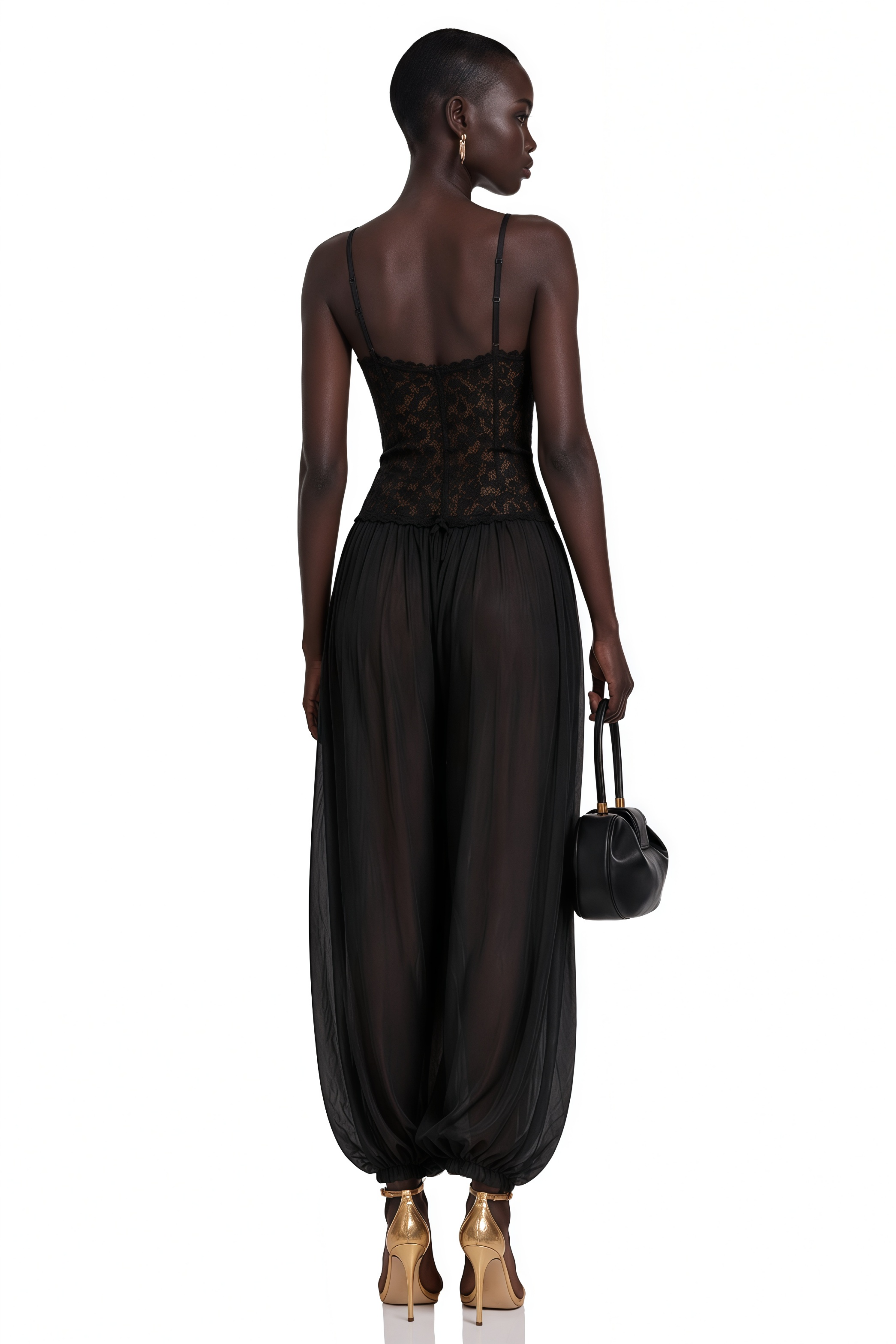 Agatha Black Semi-Sheer Lace Jumpsuit