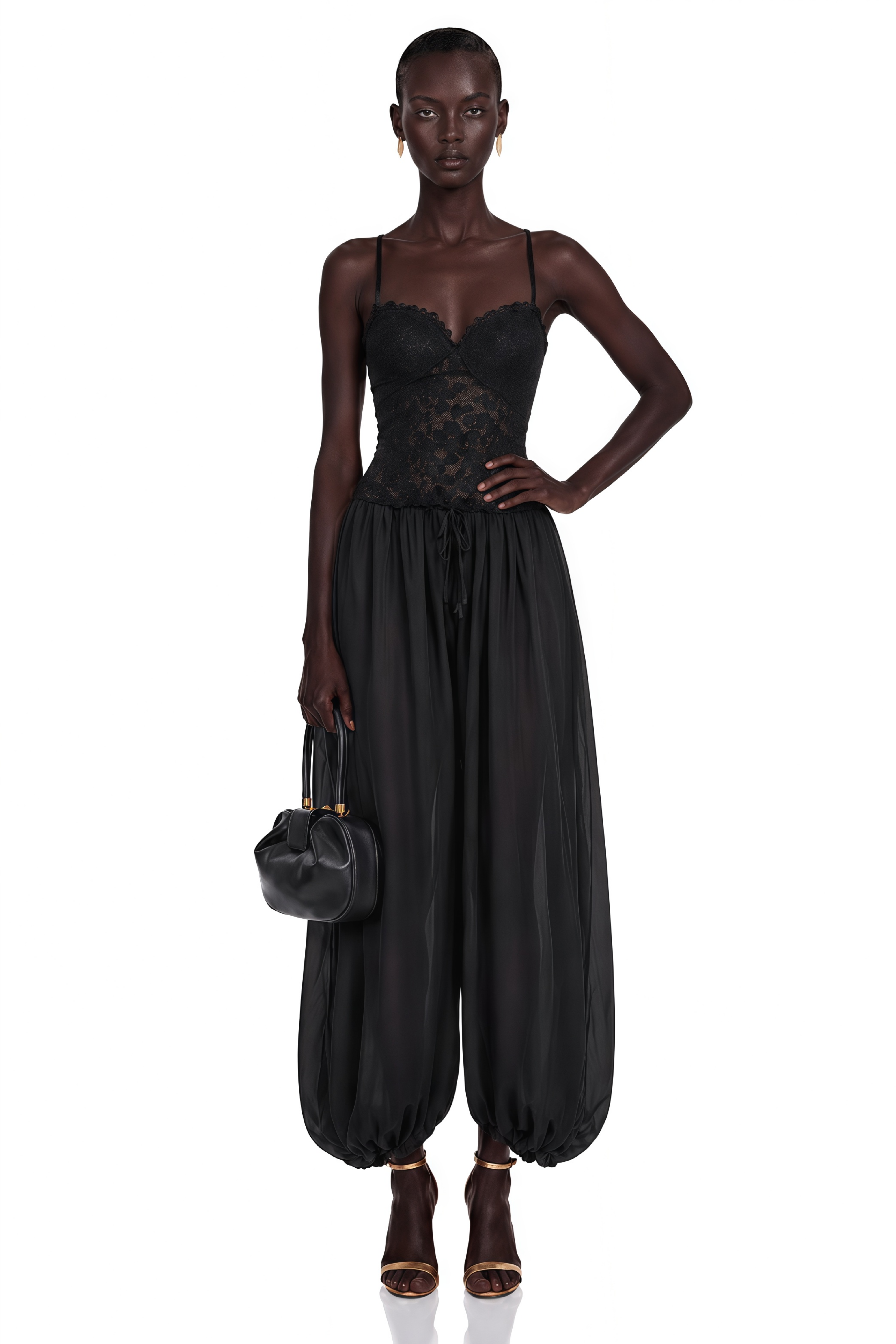 Agatha Black Semi-Sheer Lace Jumpsuit