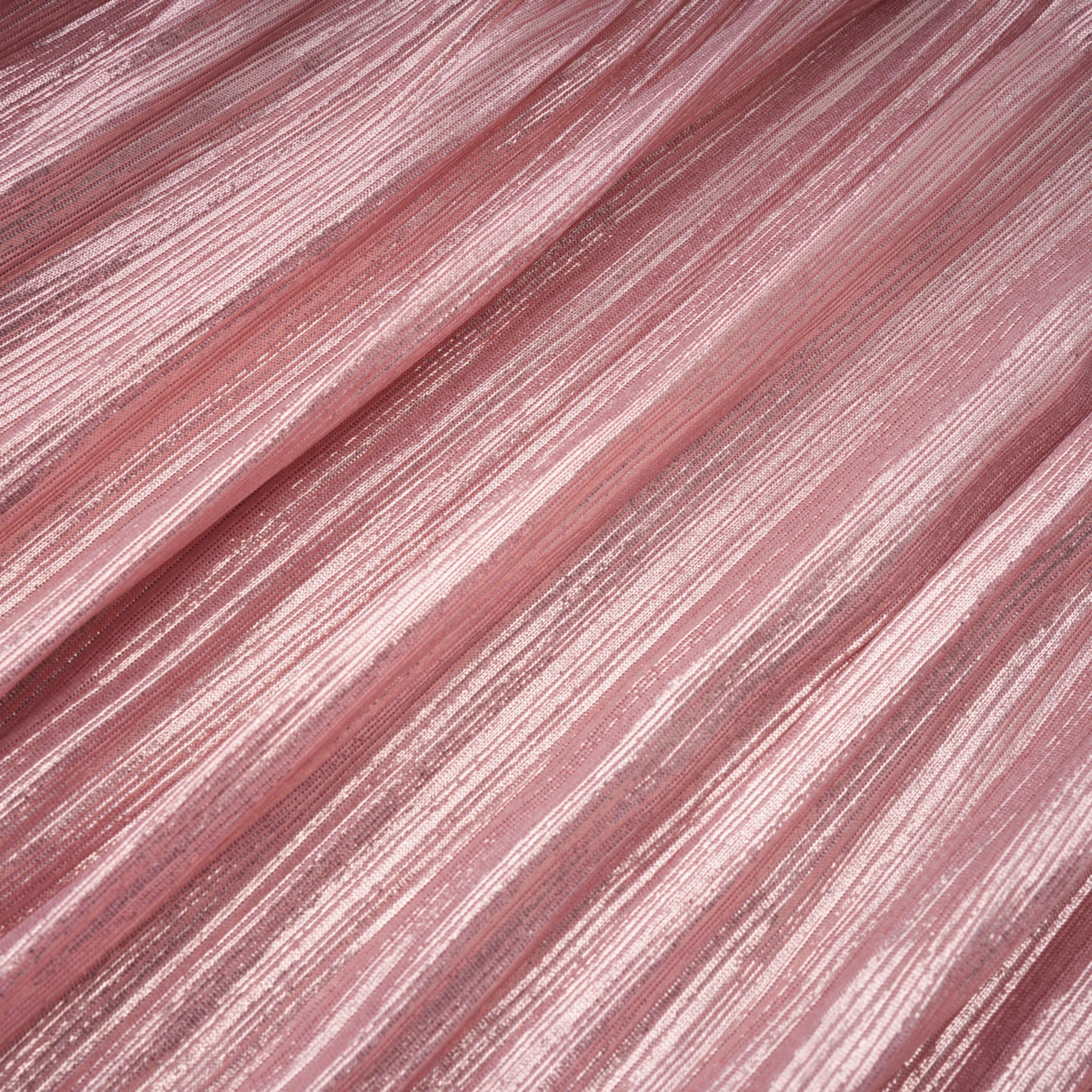 فستان طويل مطوي لامع باللون الوردي من Alchimie