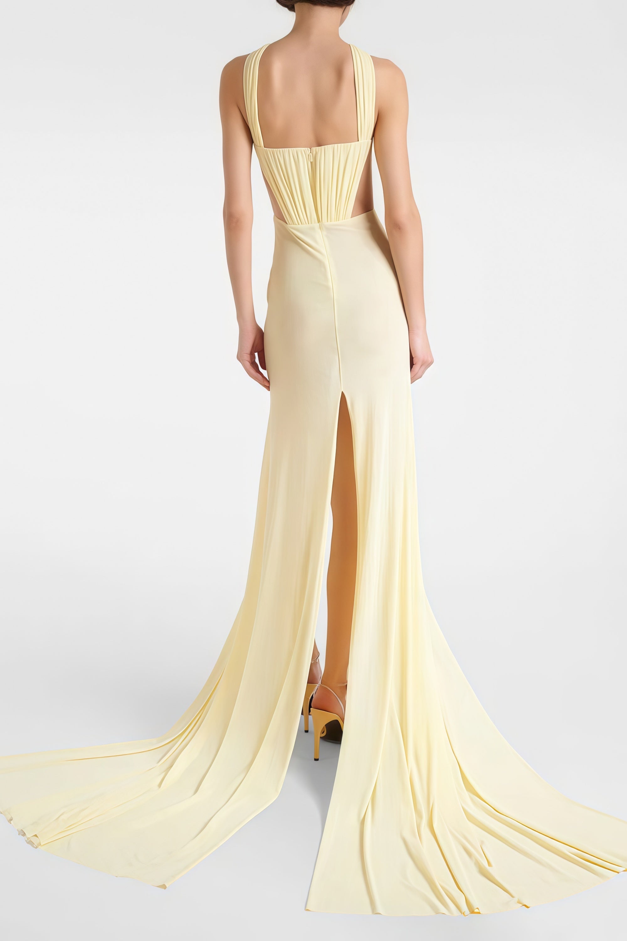 فستان ميريام ماكسي أسود مفتوح الظهر مع فيونكة