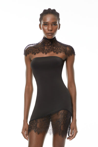 Alvaro Black Lace Shawl & Dress Set, M / Black