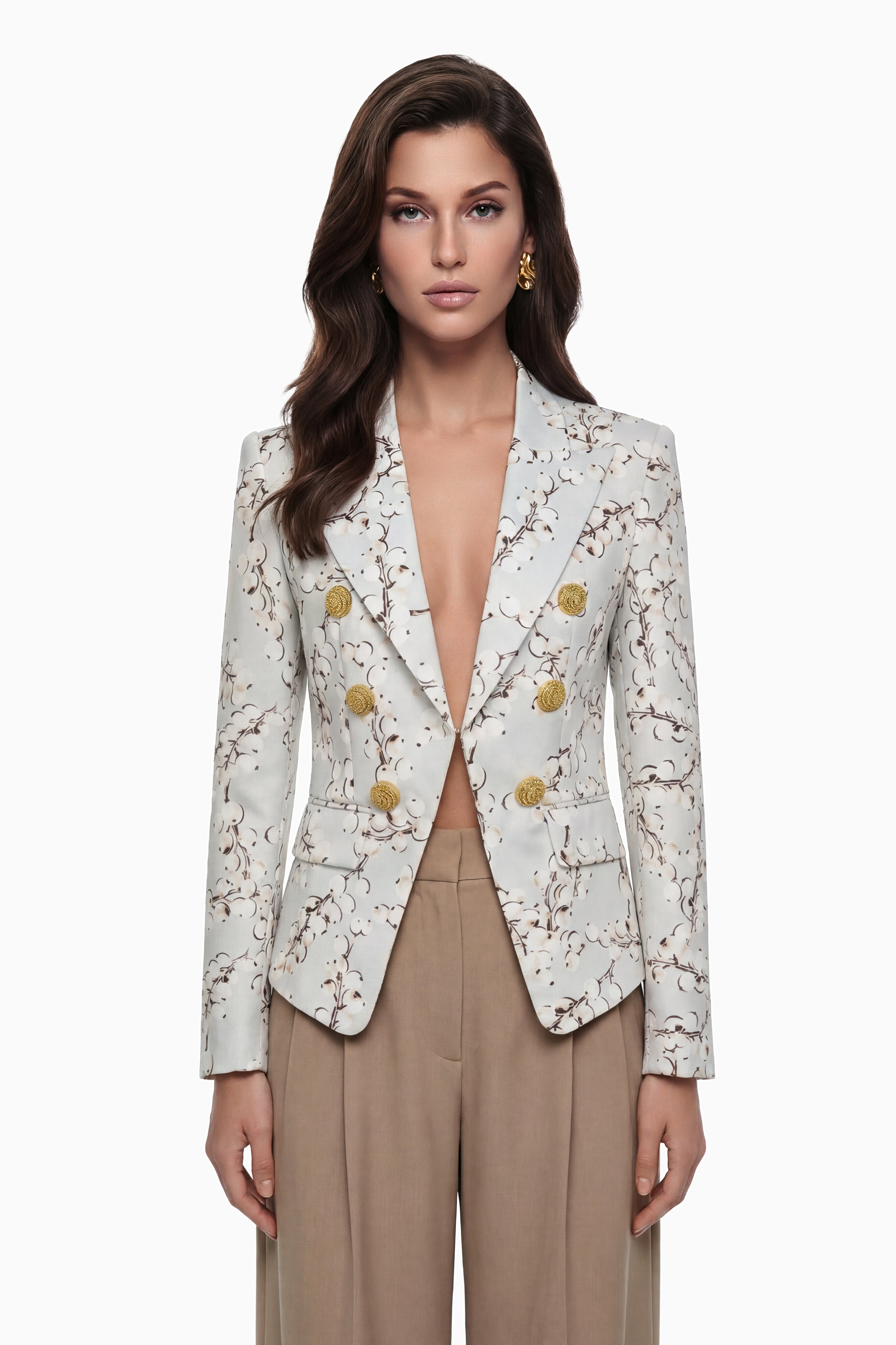 Amélina Blazer in Cremeweiß mit grafischem Print