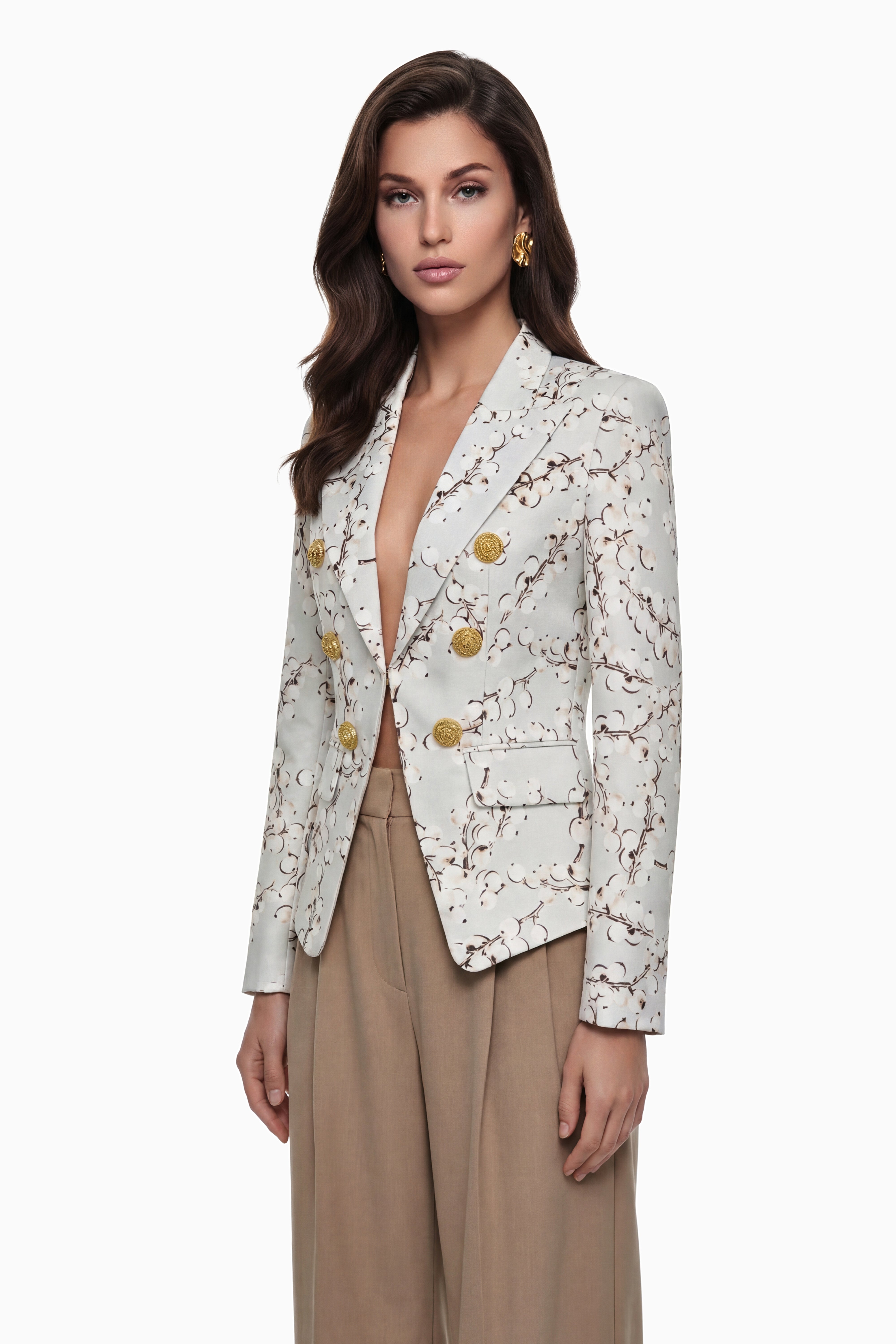 Amélina Blazer in Cremeweiß mit grafischem Print