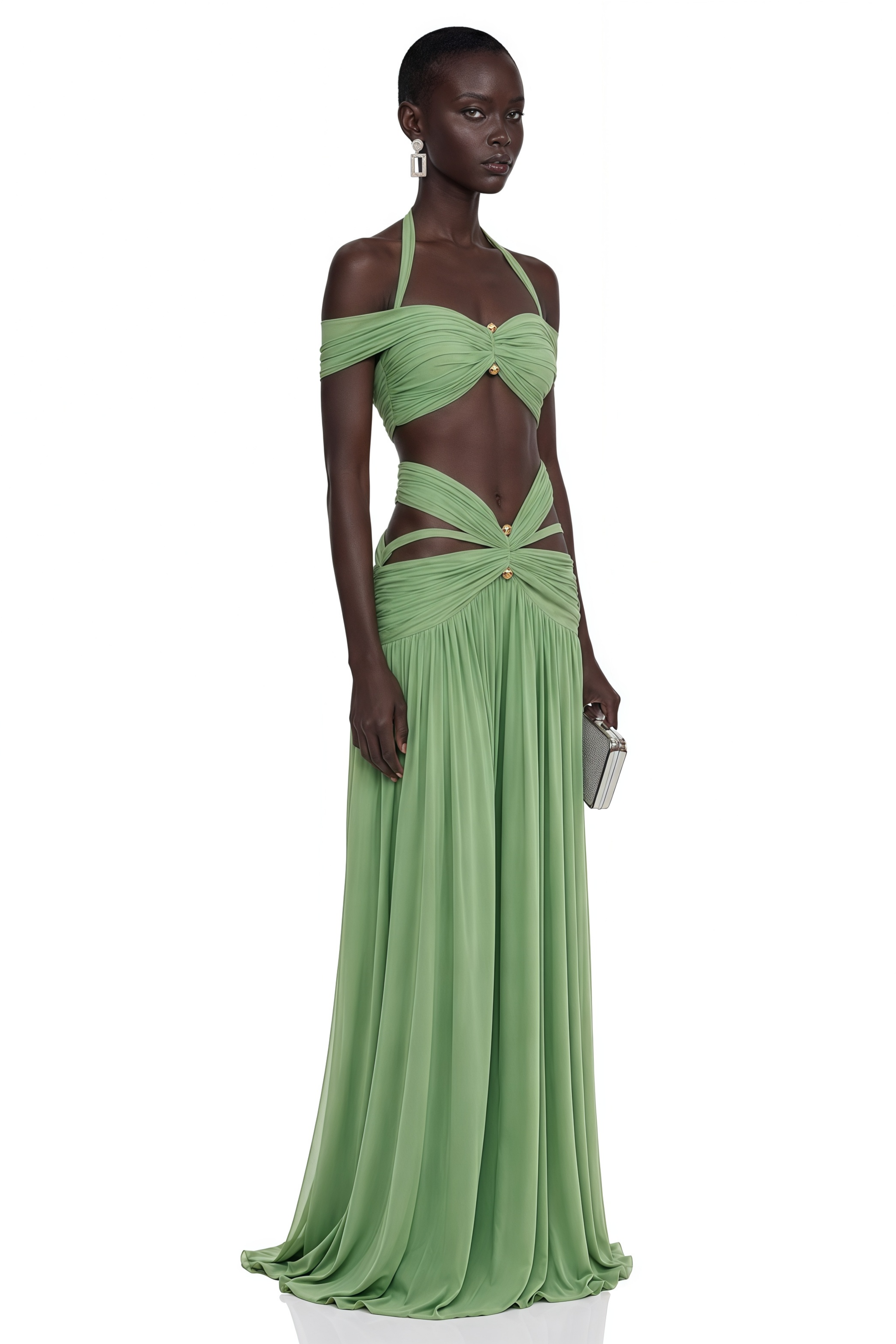 Amity Green Halterneck Bustier Top & Skirt Set
