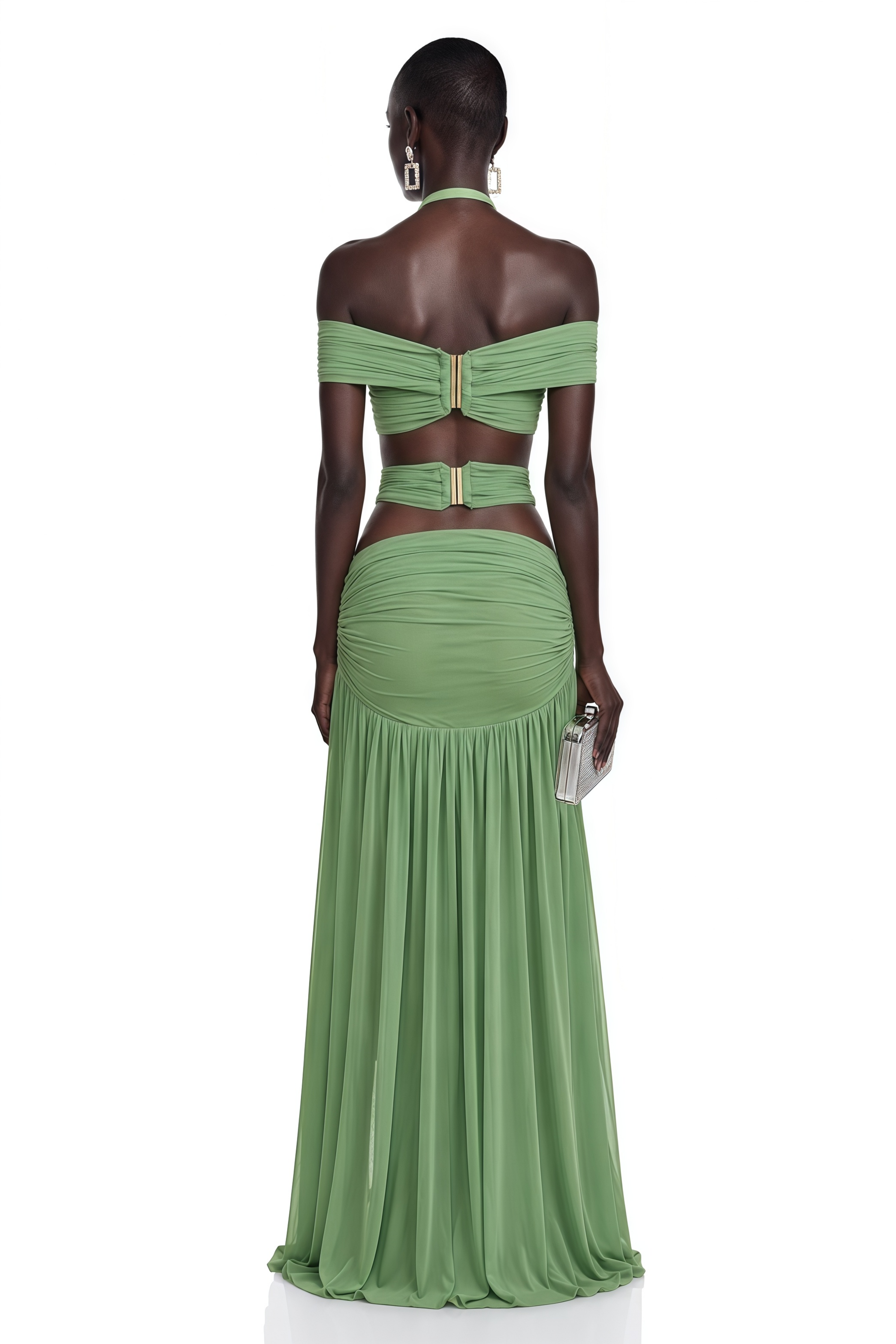 Amity Green Halterneck Bustier Top & Skirt Set
