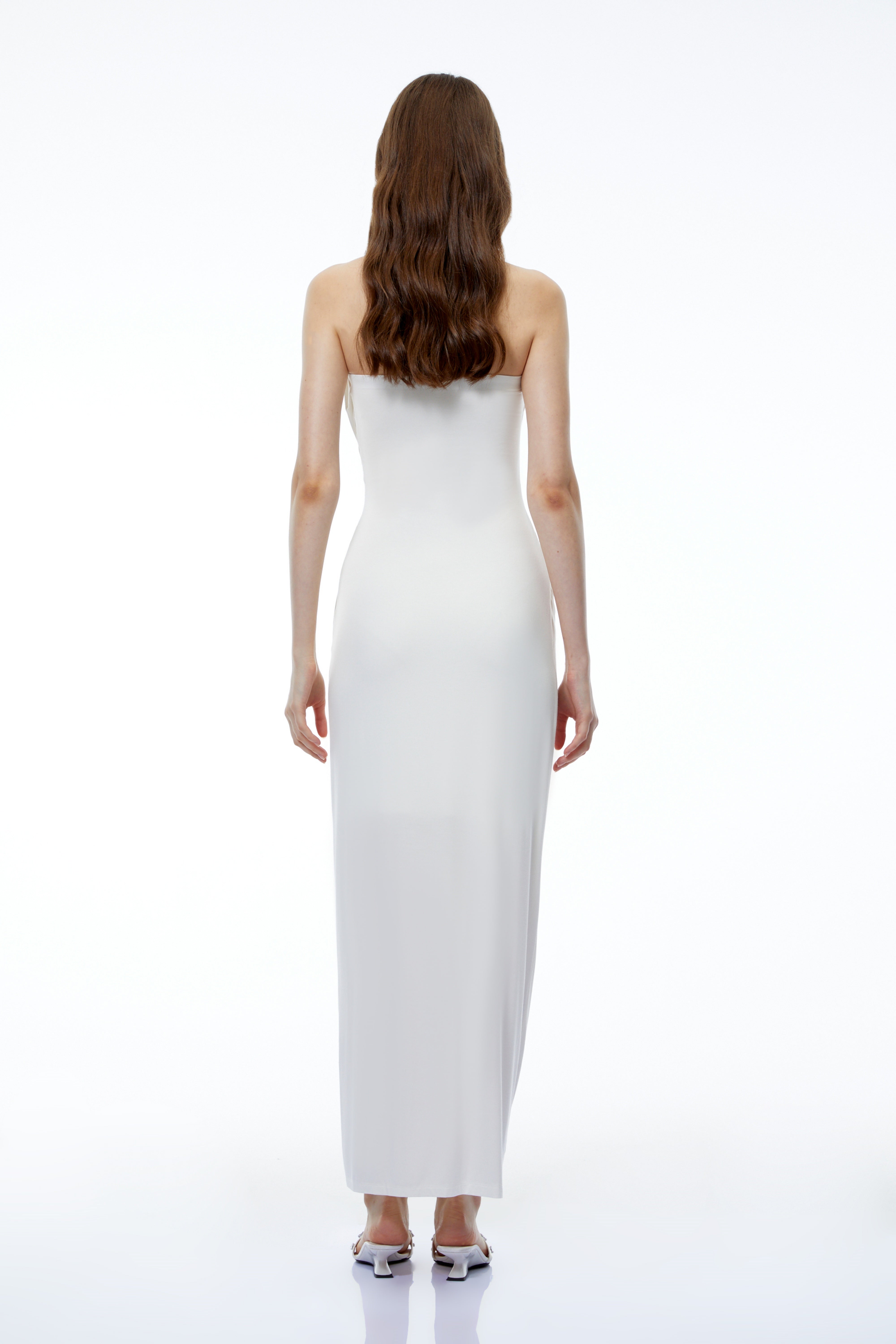 Aroha White Off Shoulder Ruched Maxi Dress