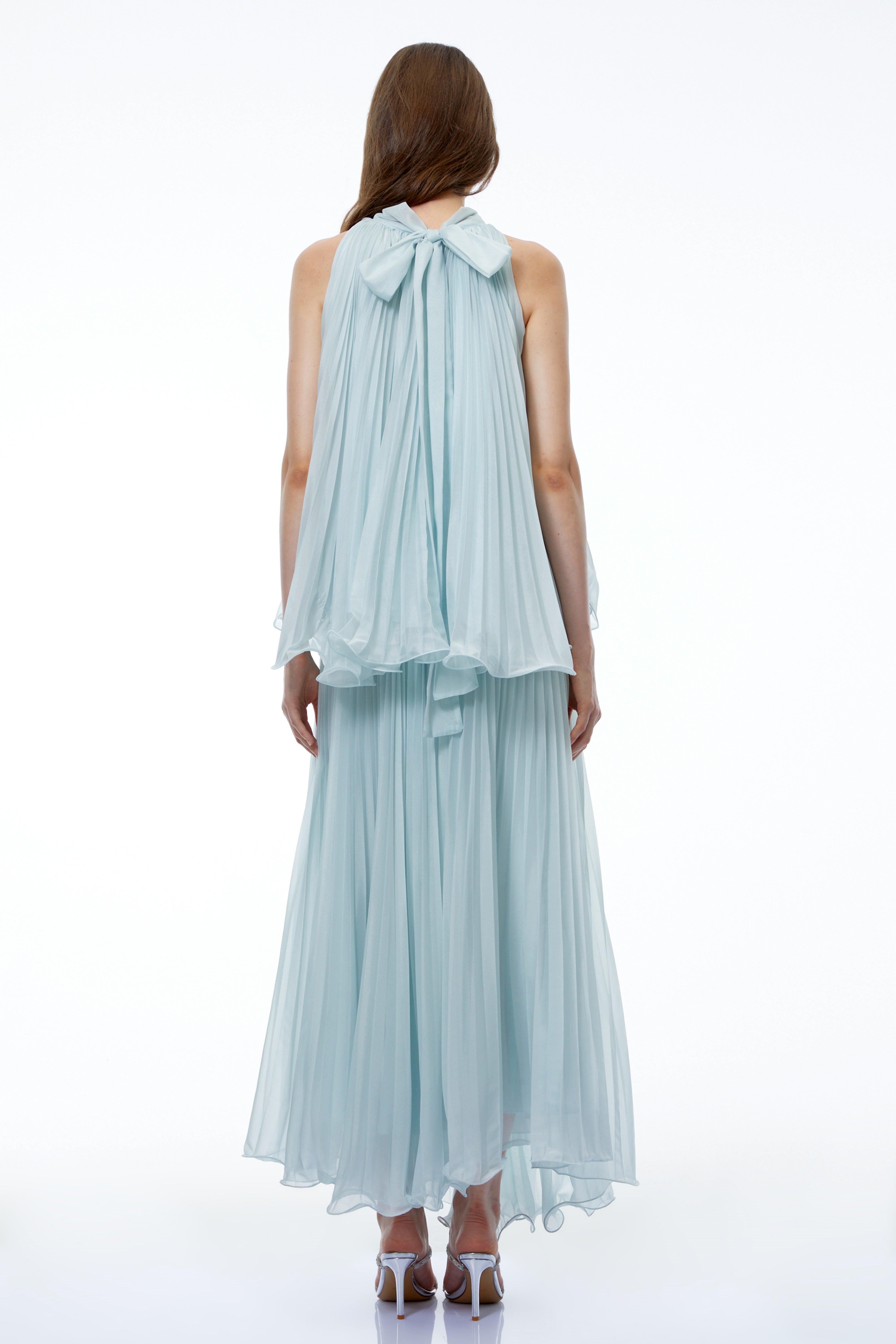 Arohanui Blue Pleated Top & Skirt Set