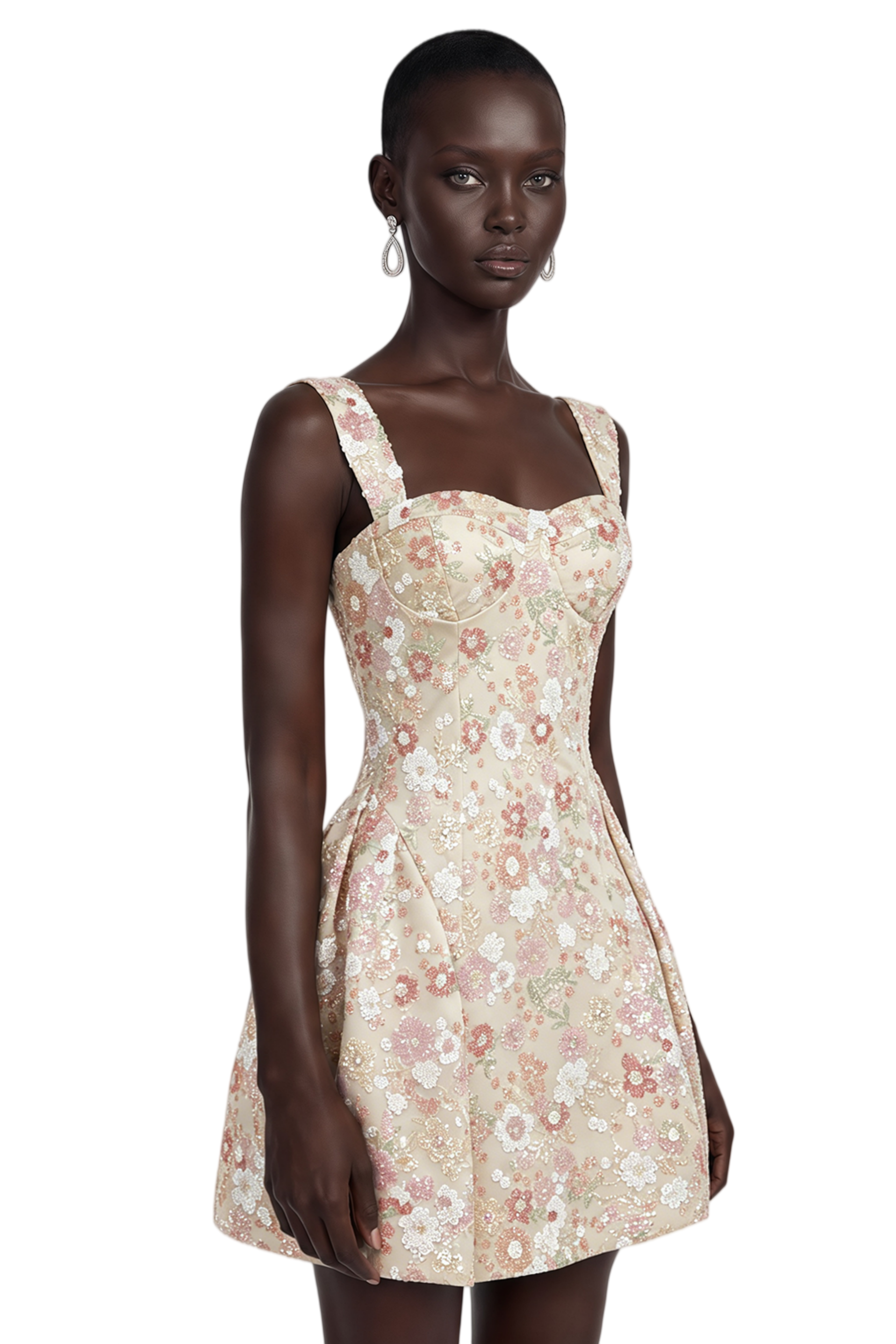 Mini-robe Ateretia à imprimé floral rose et paillettes