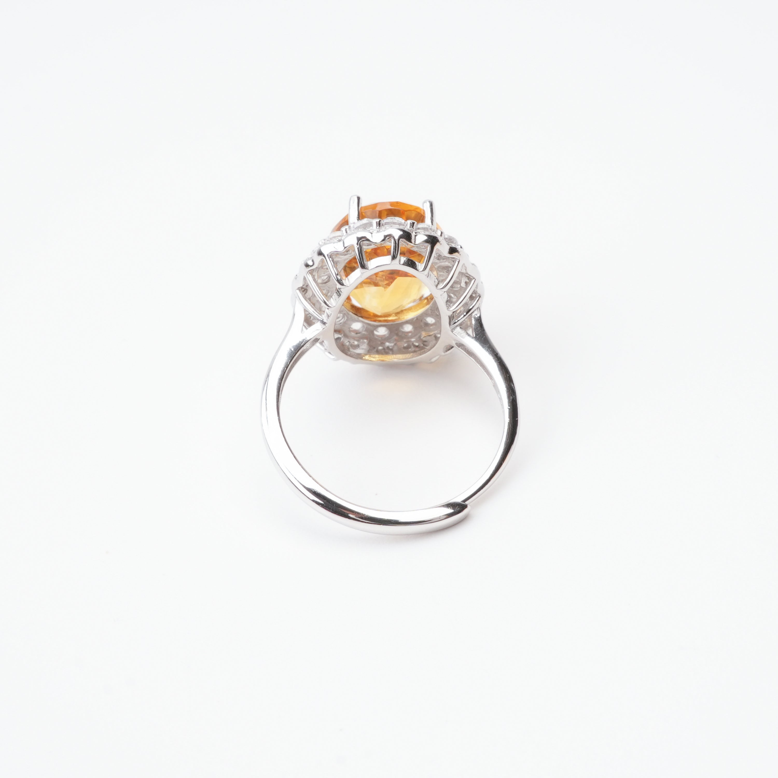 Aurelia Yellow Oval Citrine Halo Sterling Silver Ring