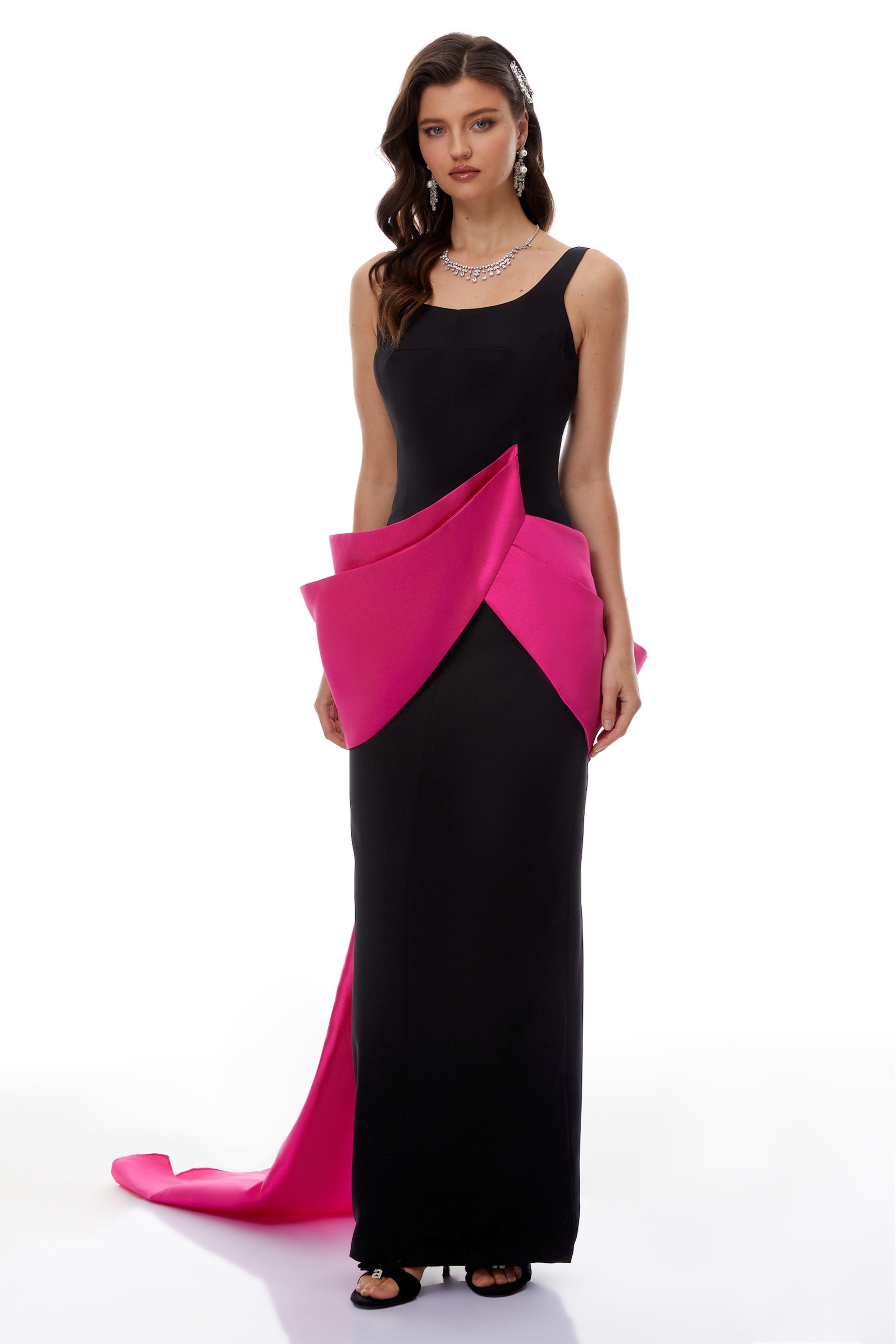 Aurora Black Color Block Layered Maxi Dress