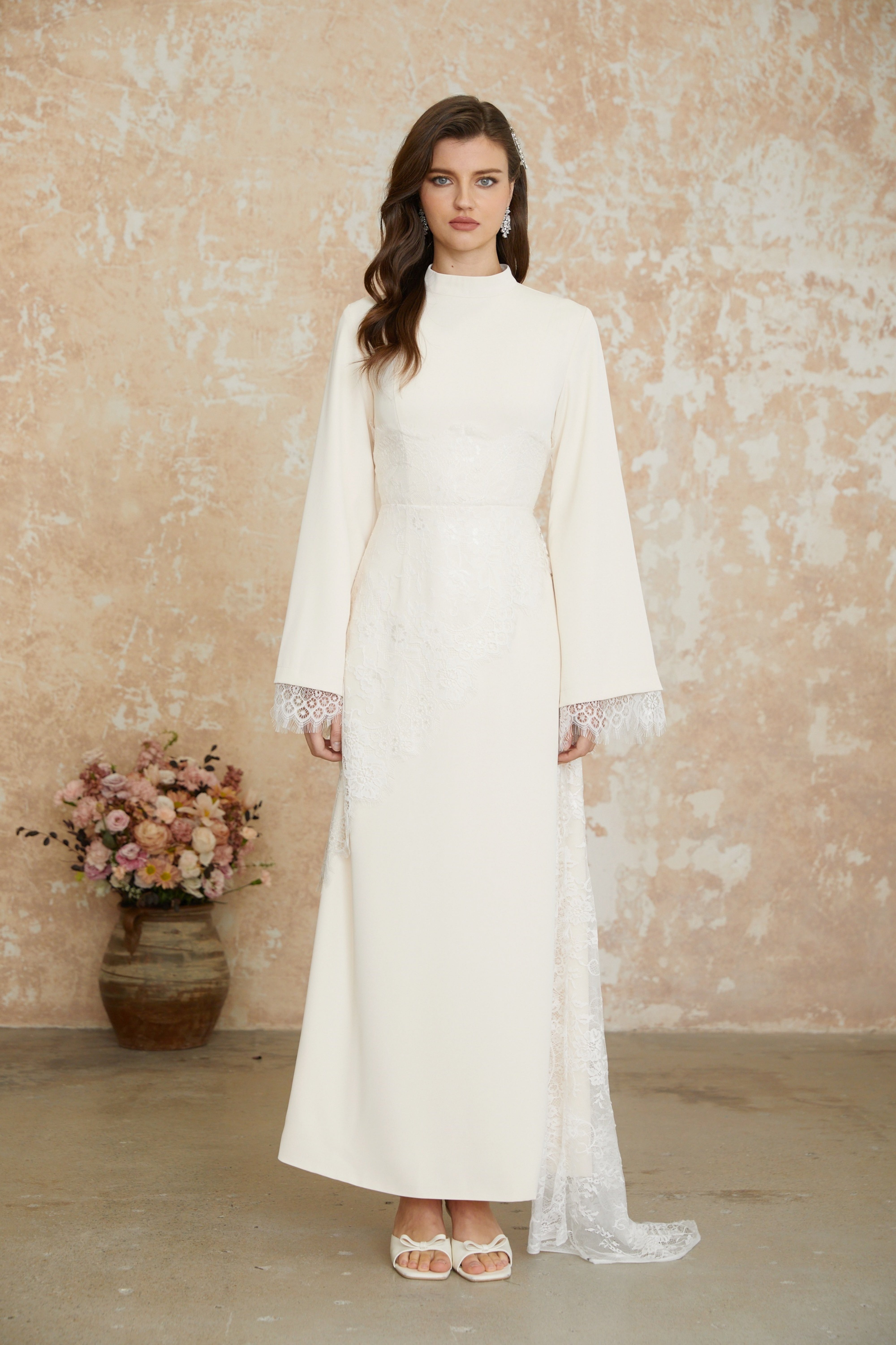 Aurora White Floral Lace Maxi Dress