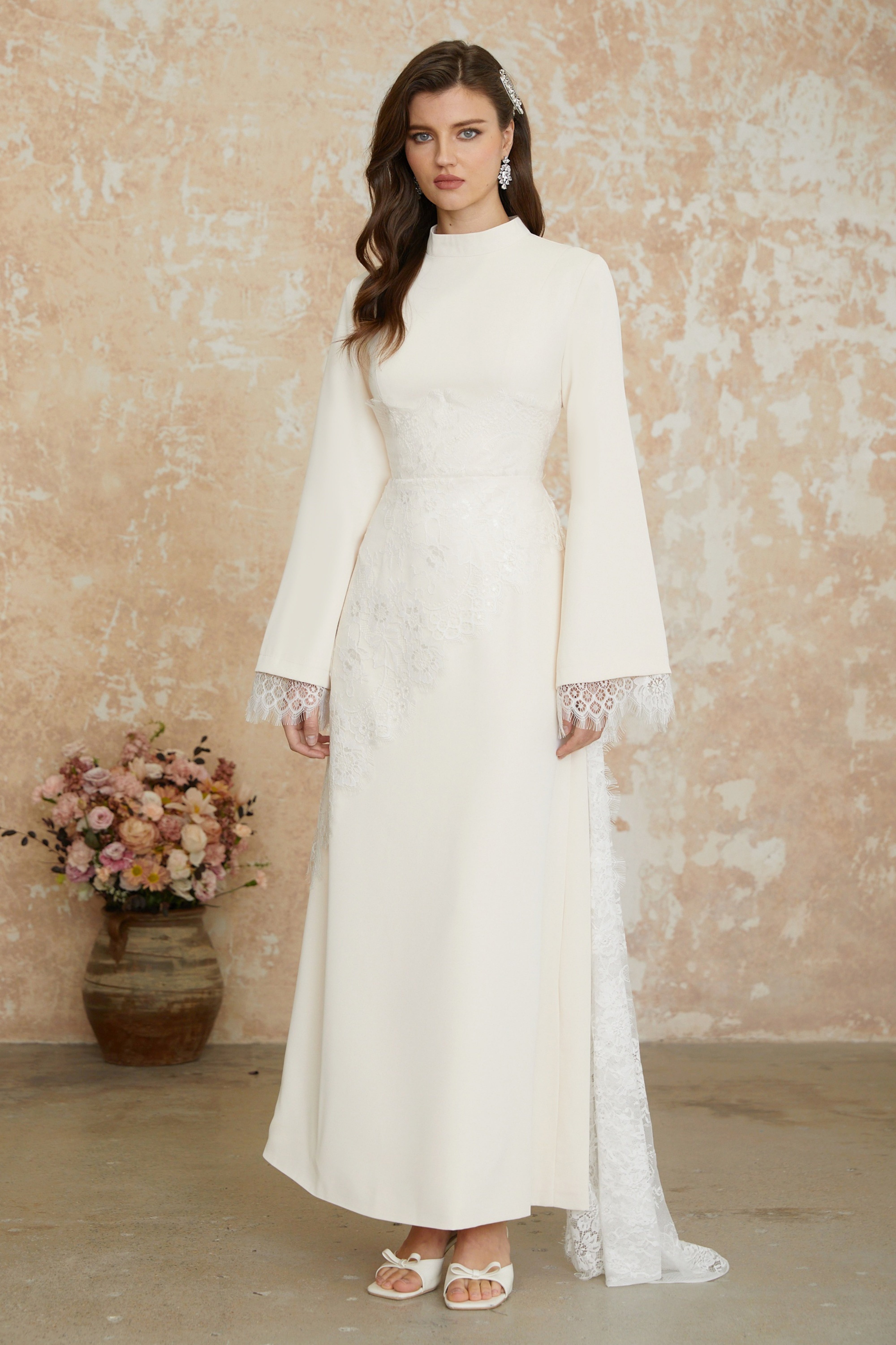 Aurora White Floral Lace Maxi Dress