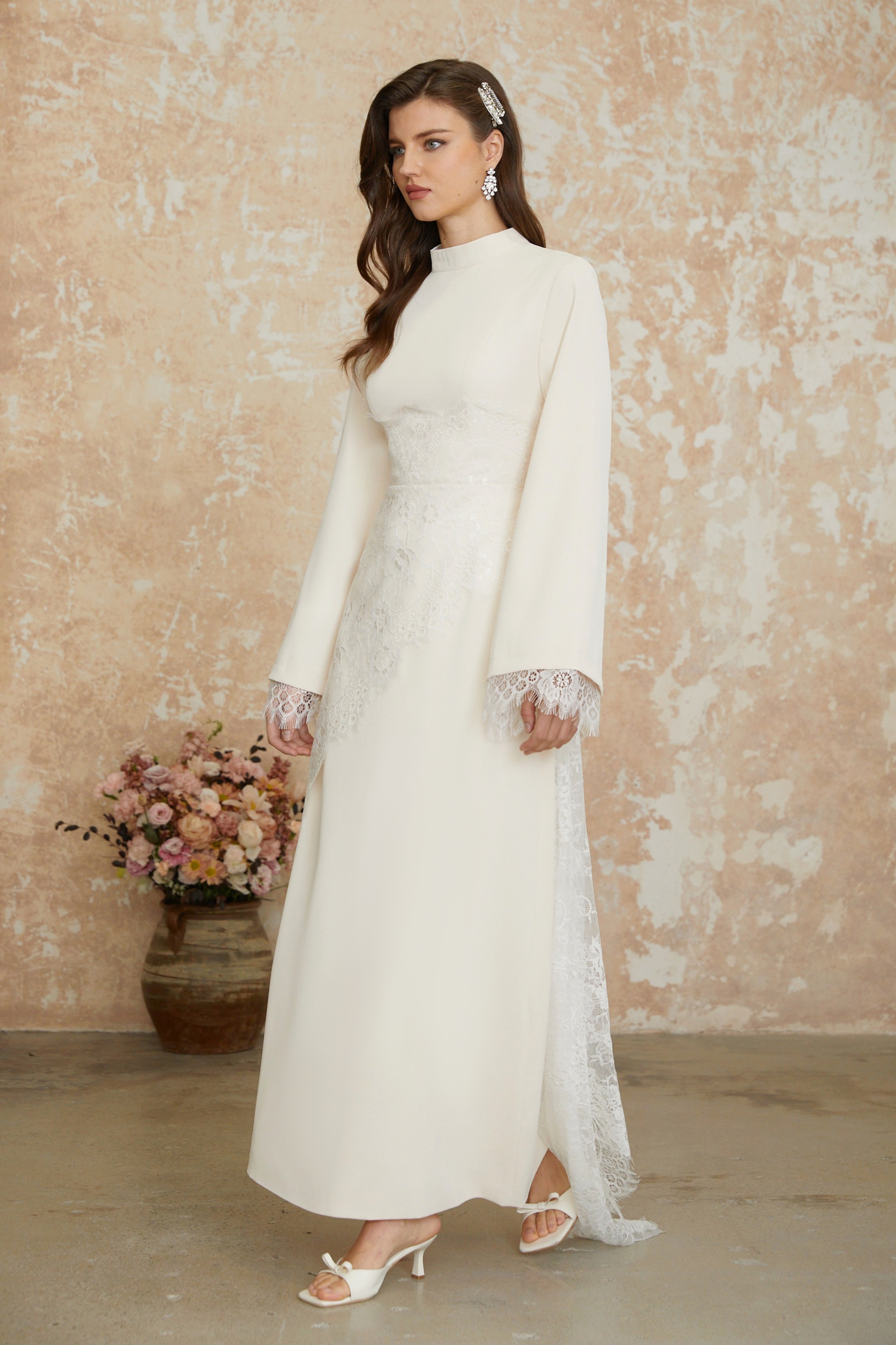 Aurora White Floral Lace Maxi Dress