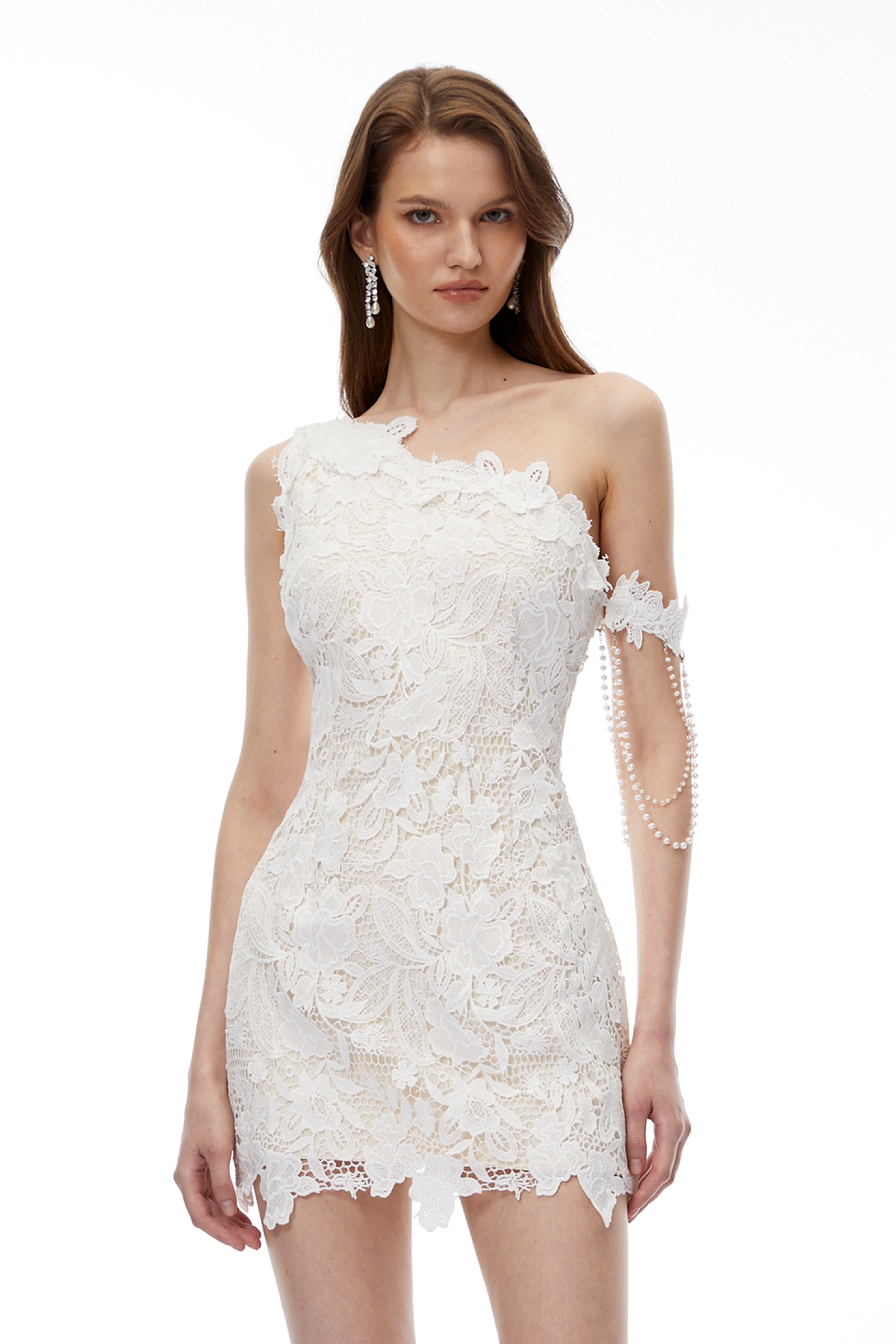 Avalon White One Shoulder Floral Mini Dress