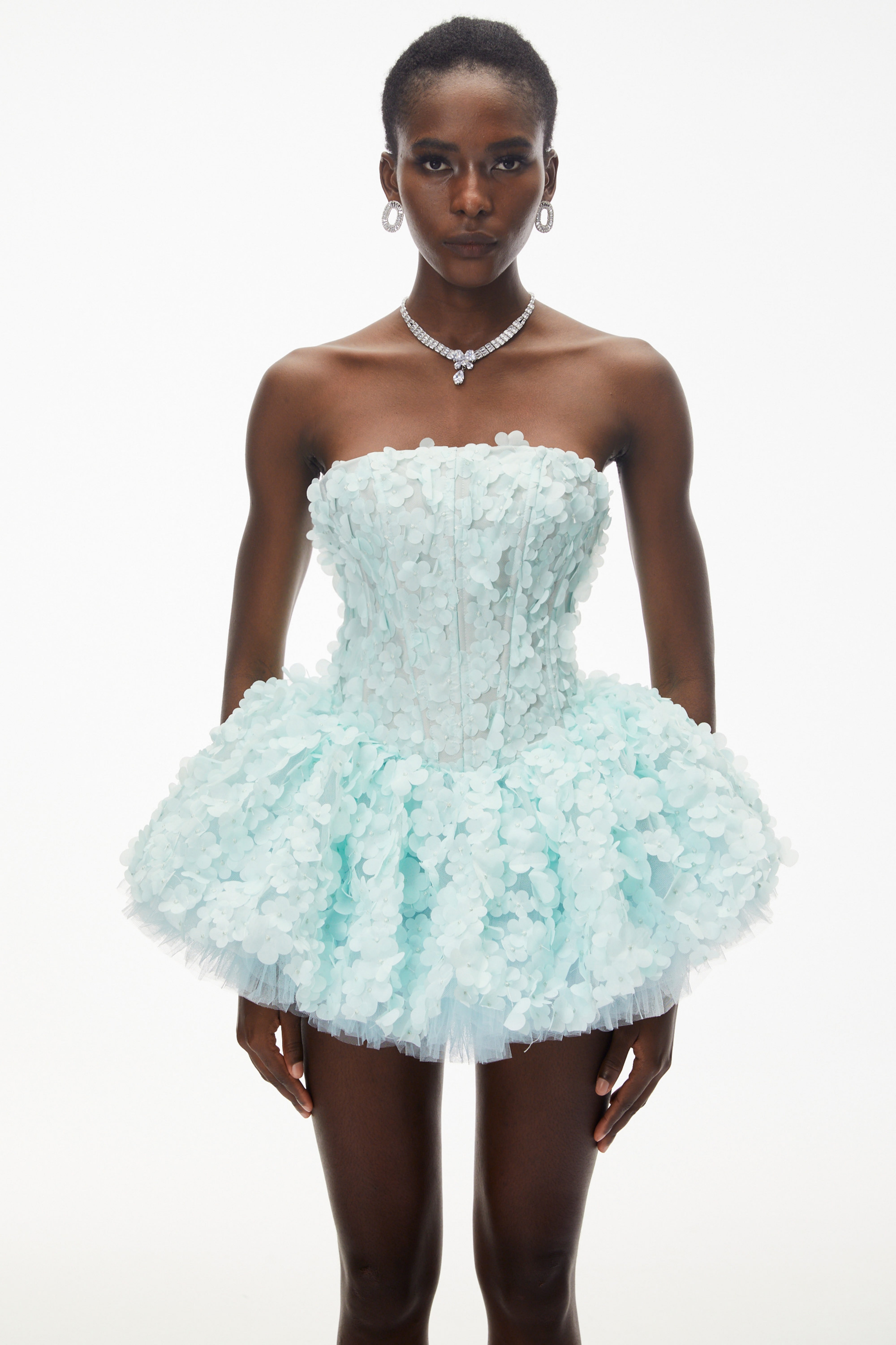 Mini-robe June vert menthe à volants en 3D