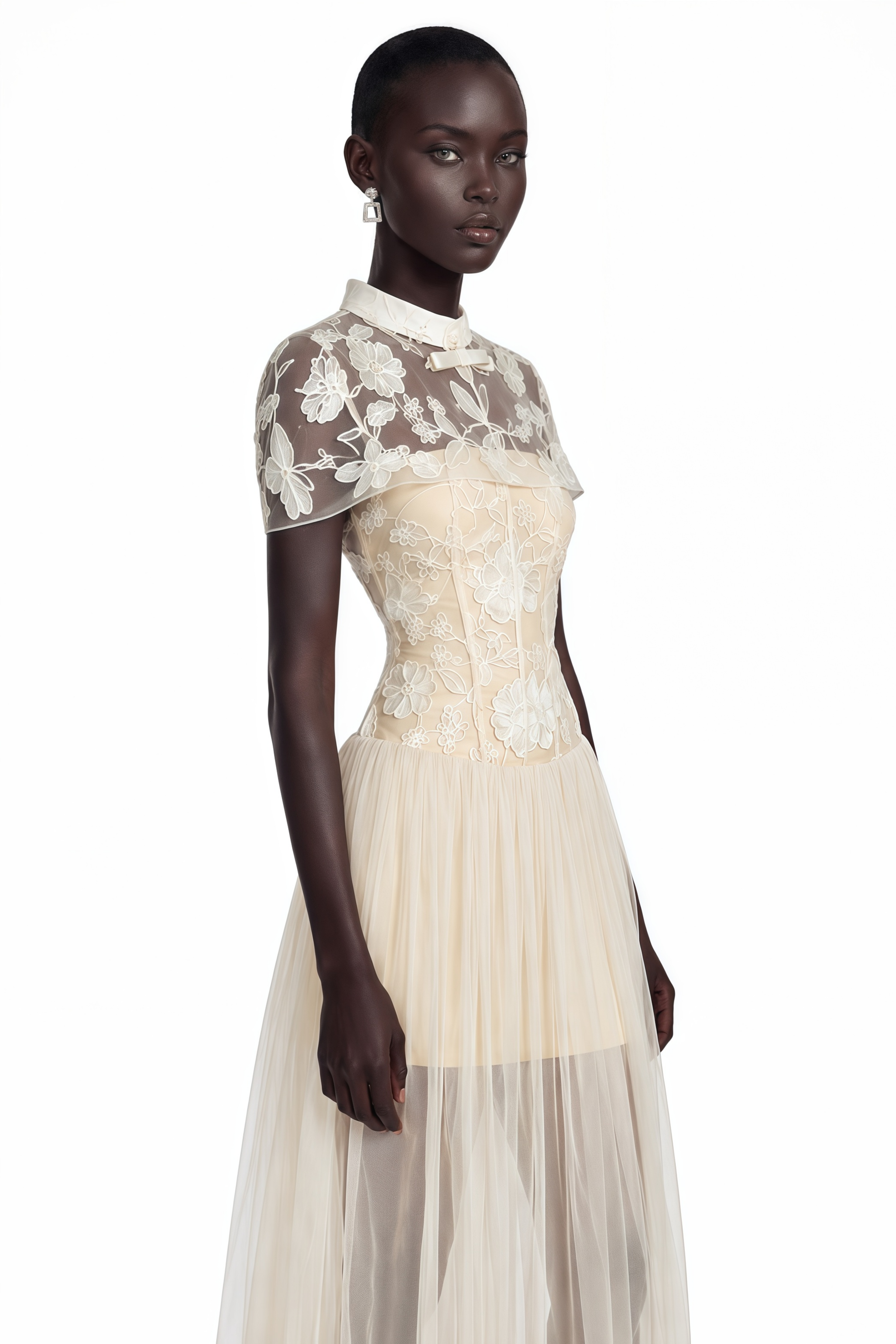 Benedicta Cream Floral Embroidered Maxi Dress