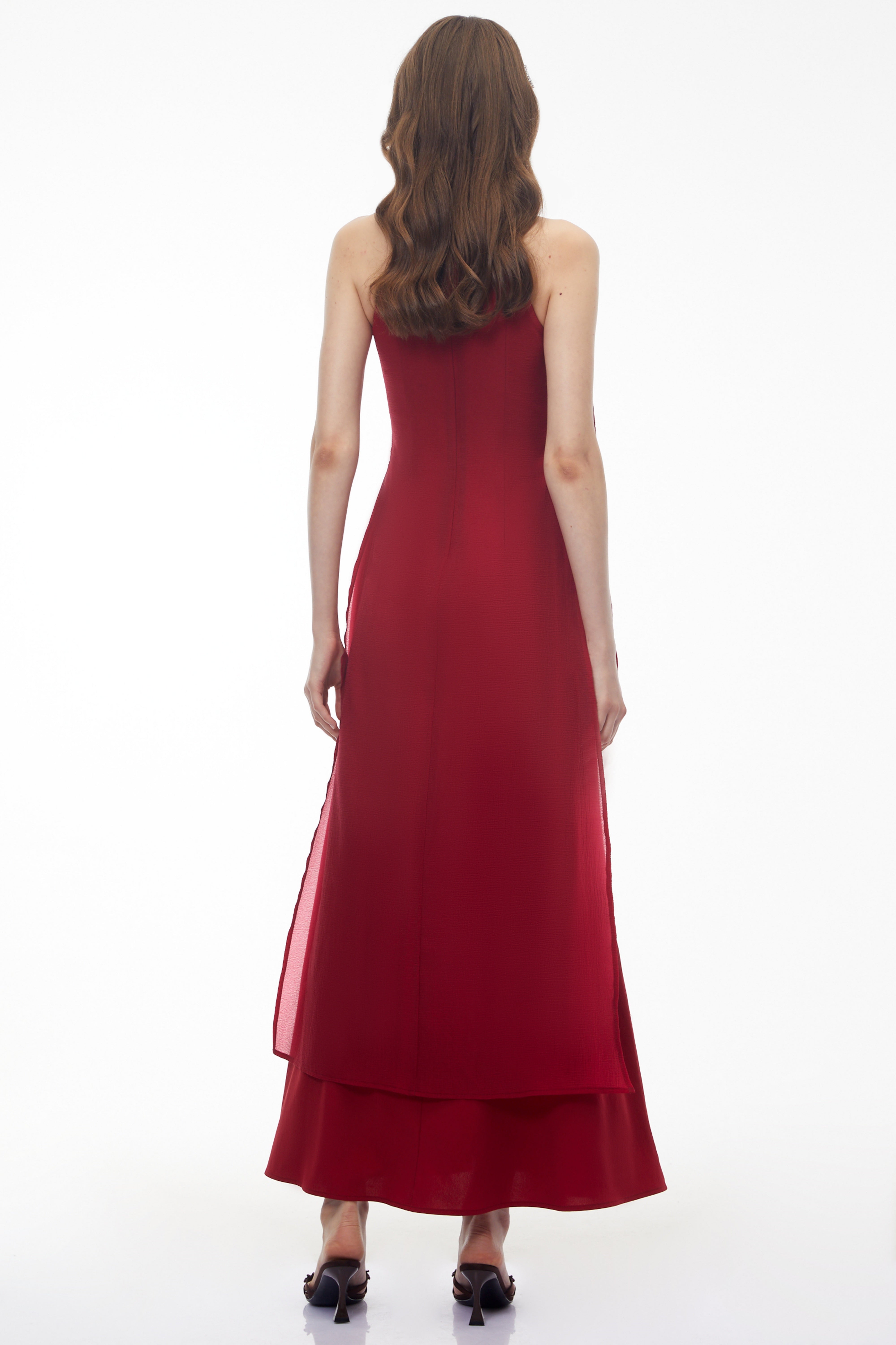 Berenice Red Halterneck Maxi Dress with Cut-Outs
