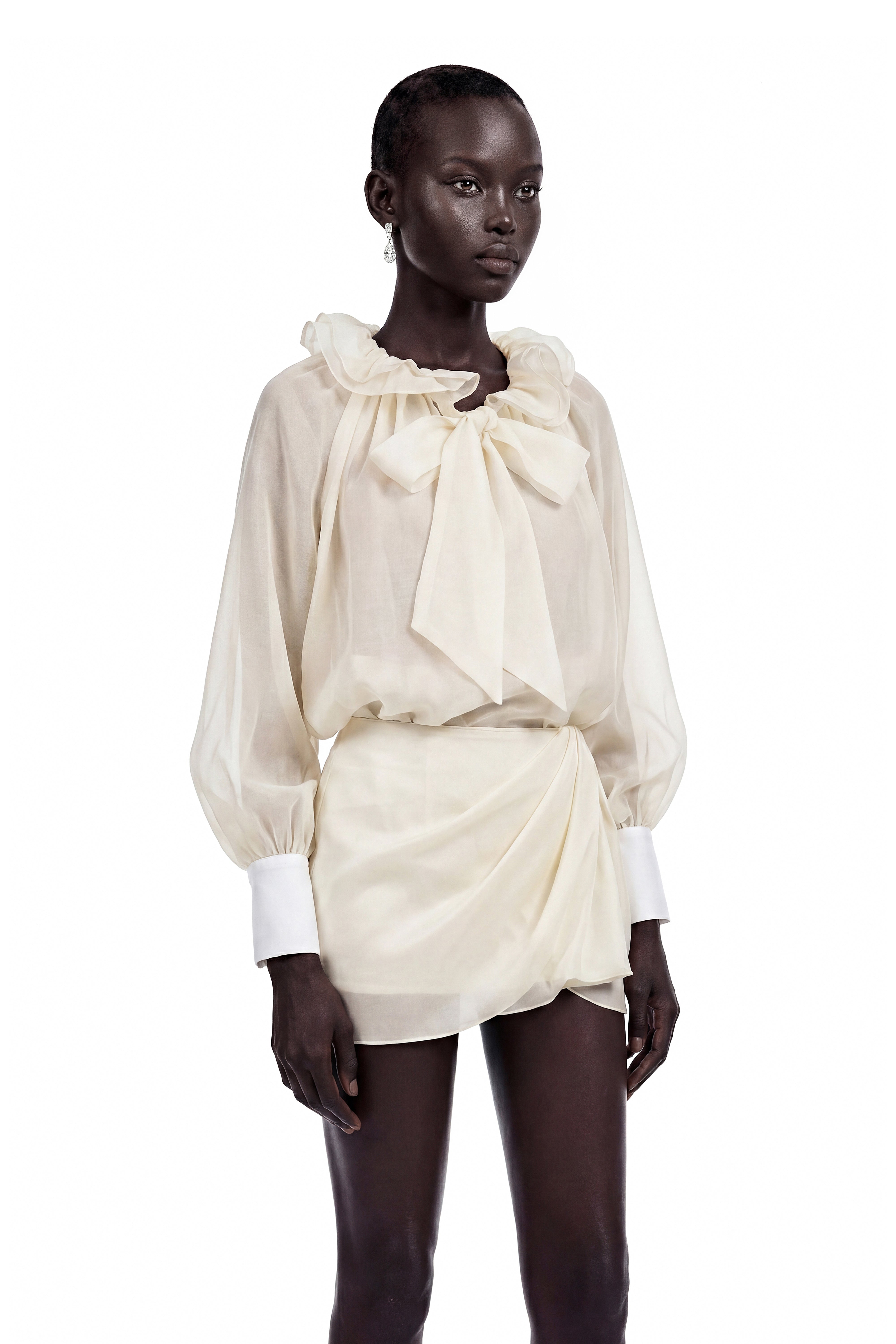 Bethany Cream Lace-Up Blouse