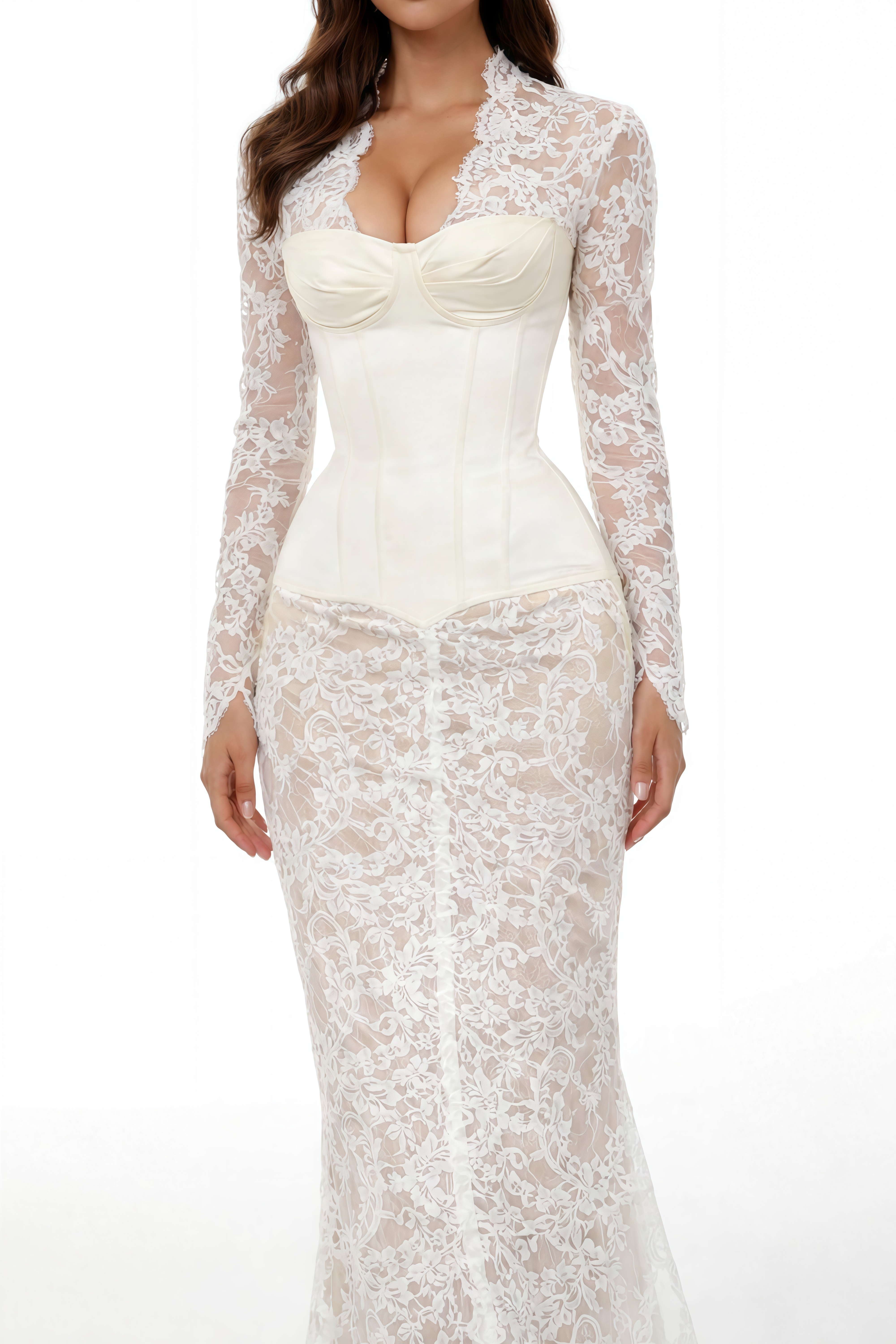 Bethany White – Asymmetrisches Maxikleid aus Spitze