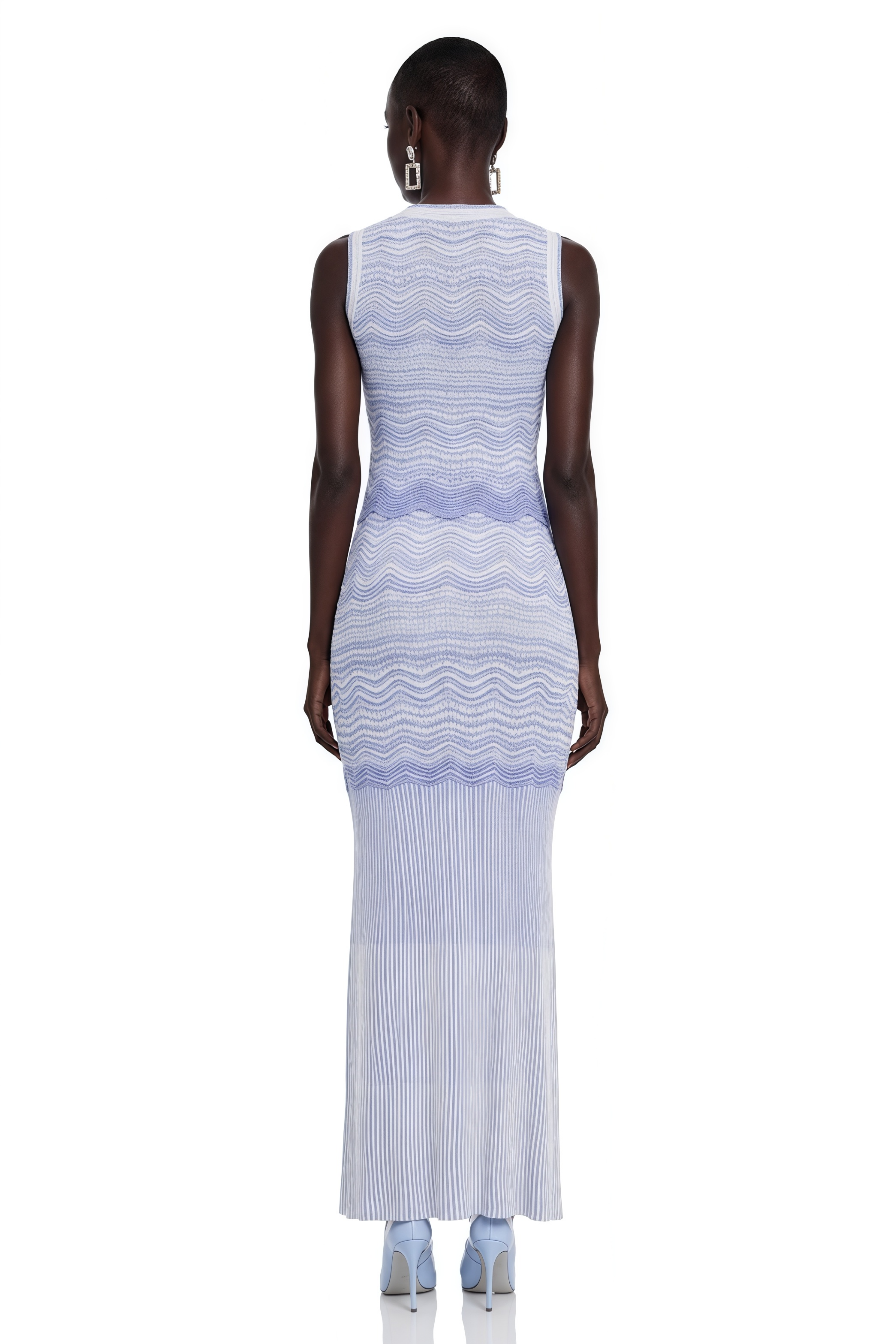 Betty Blue Zigzag Weave Knit Top & Skirt Set