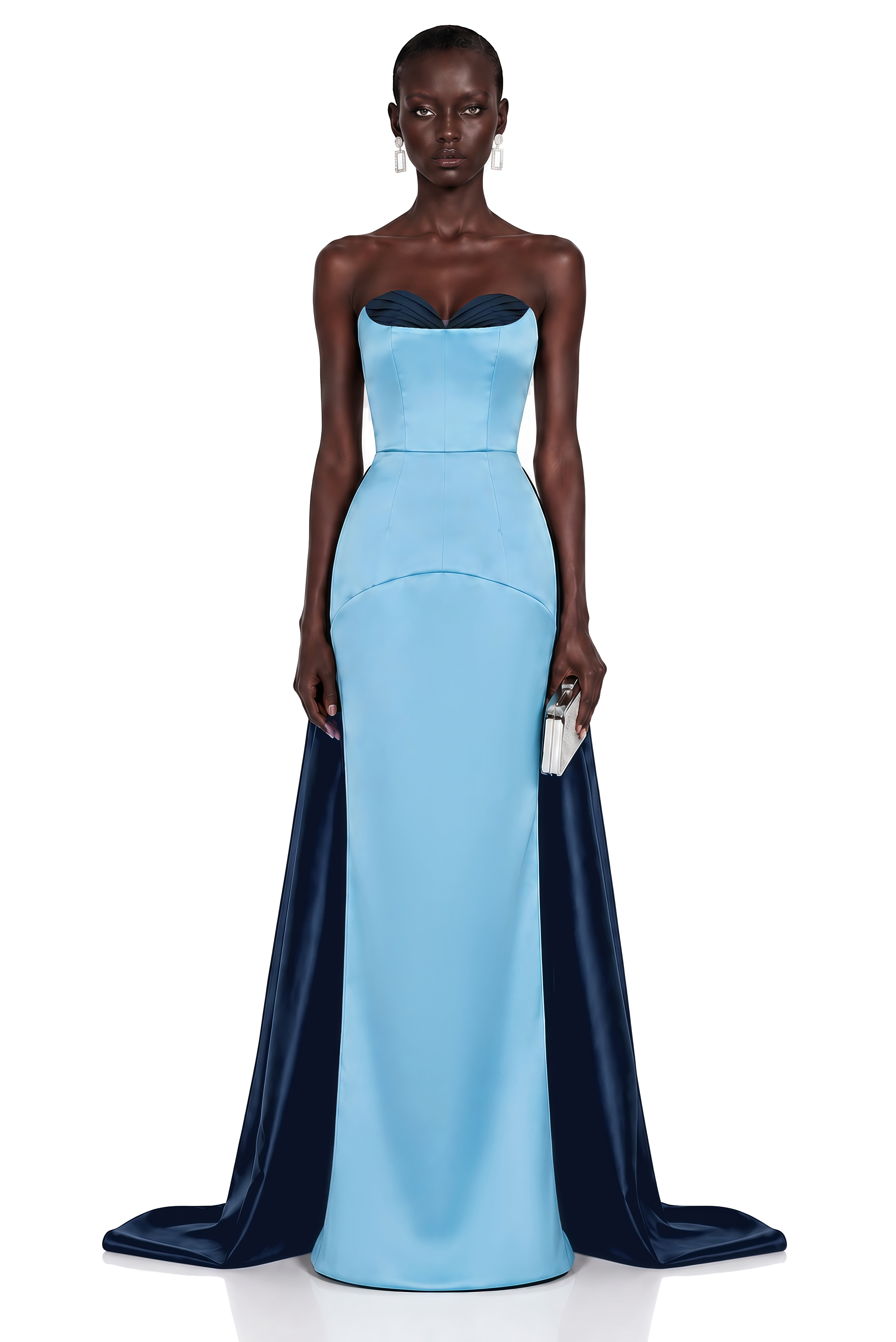 Robe longue Bircan à blocs de couleur bleue
