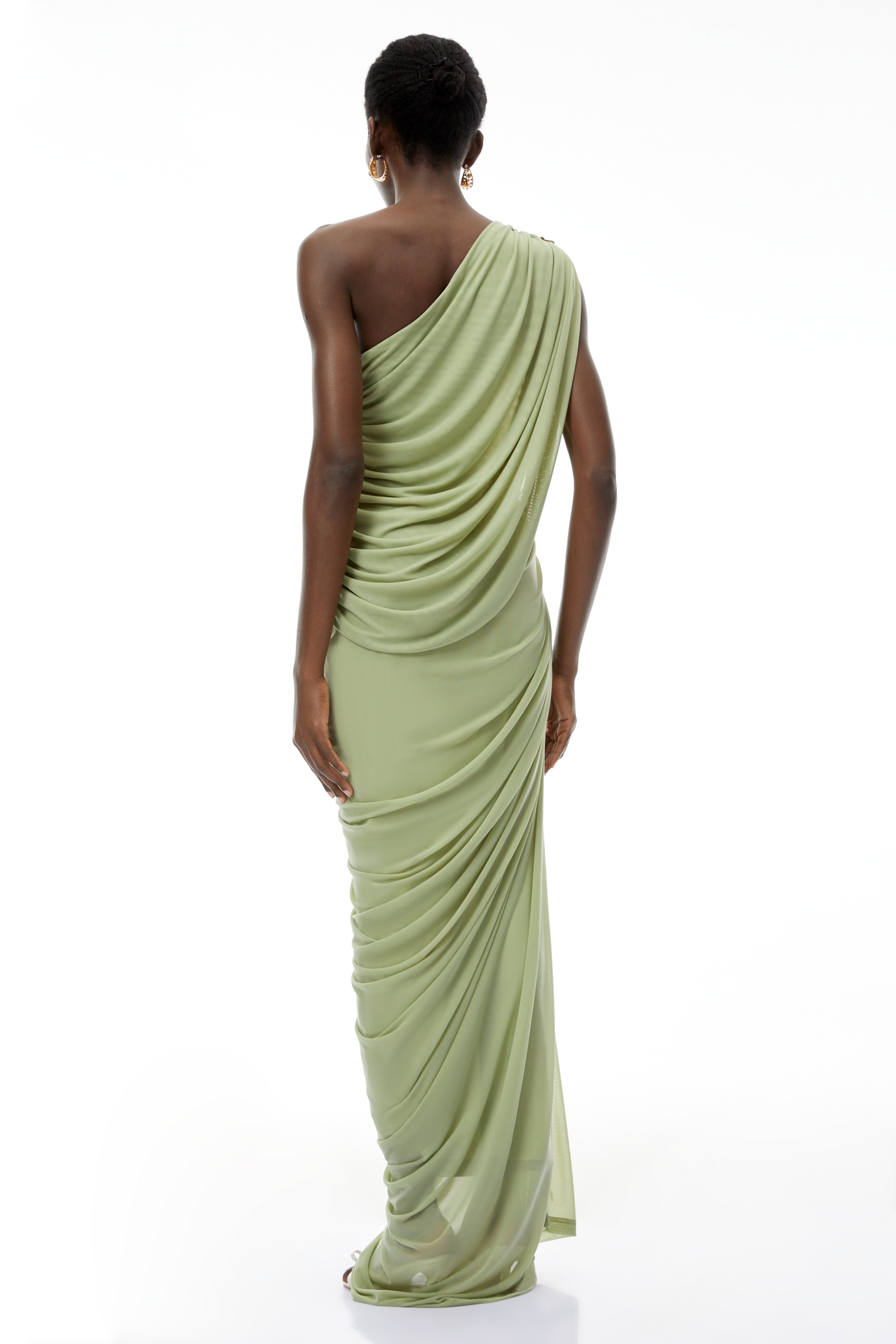 Branwen Green Set aus One-Shoulder-Oberteil und Rock