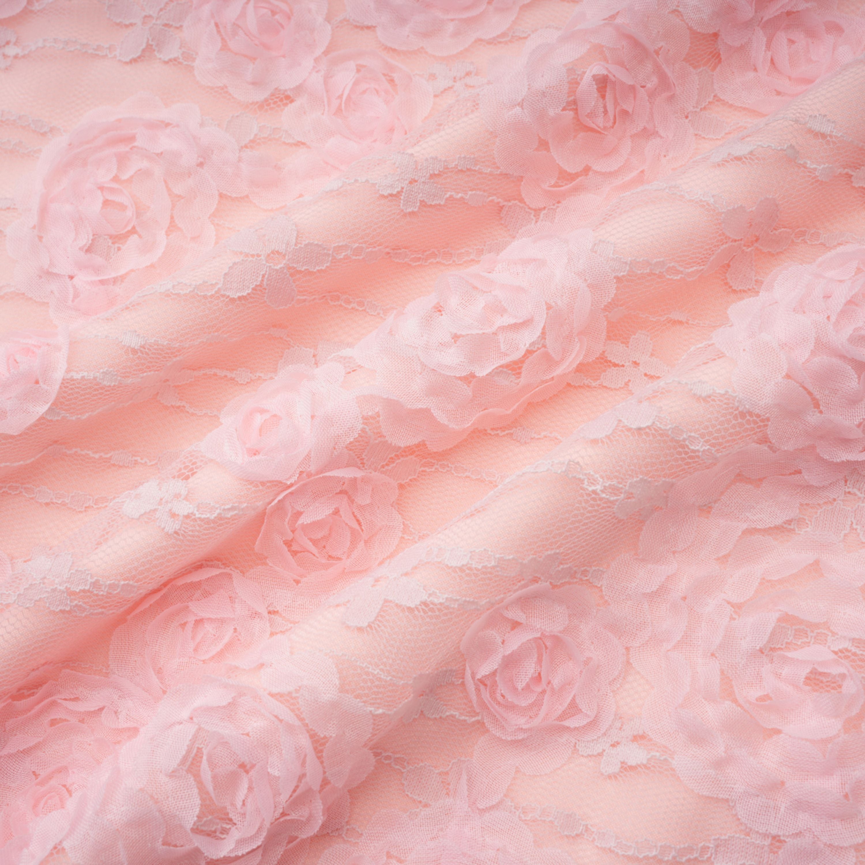 Branwen Pink 3D-Floral Embroidered Lace Maxi Dress