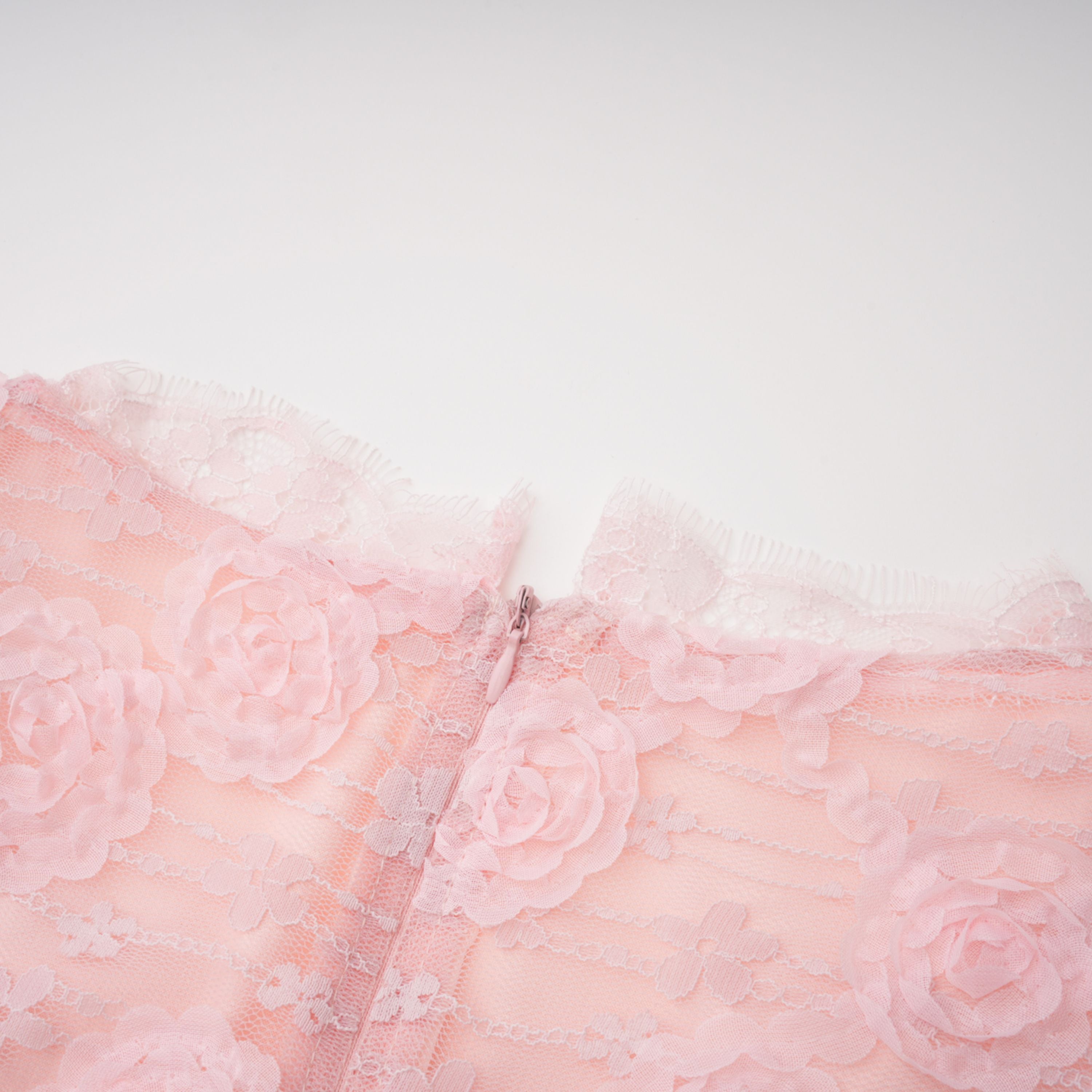 Branwen Pink 3D-Floral Embroidered Lace Maxi Dress