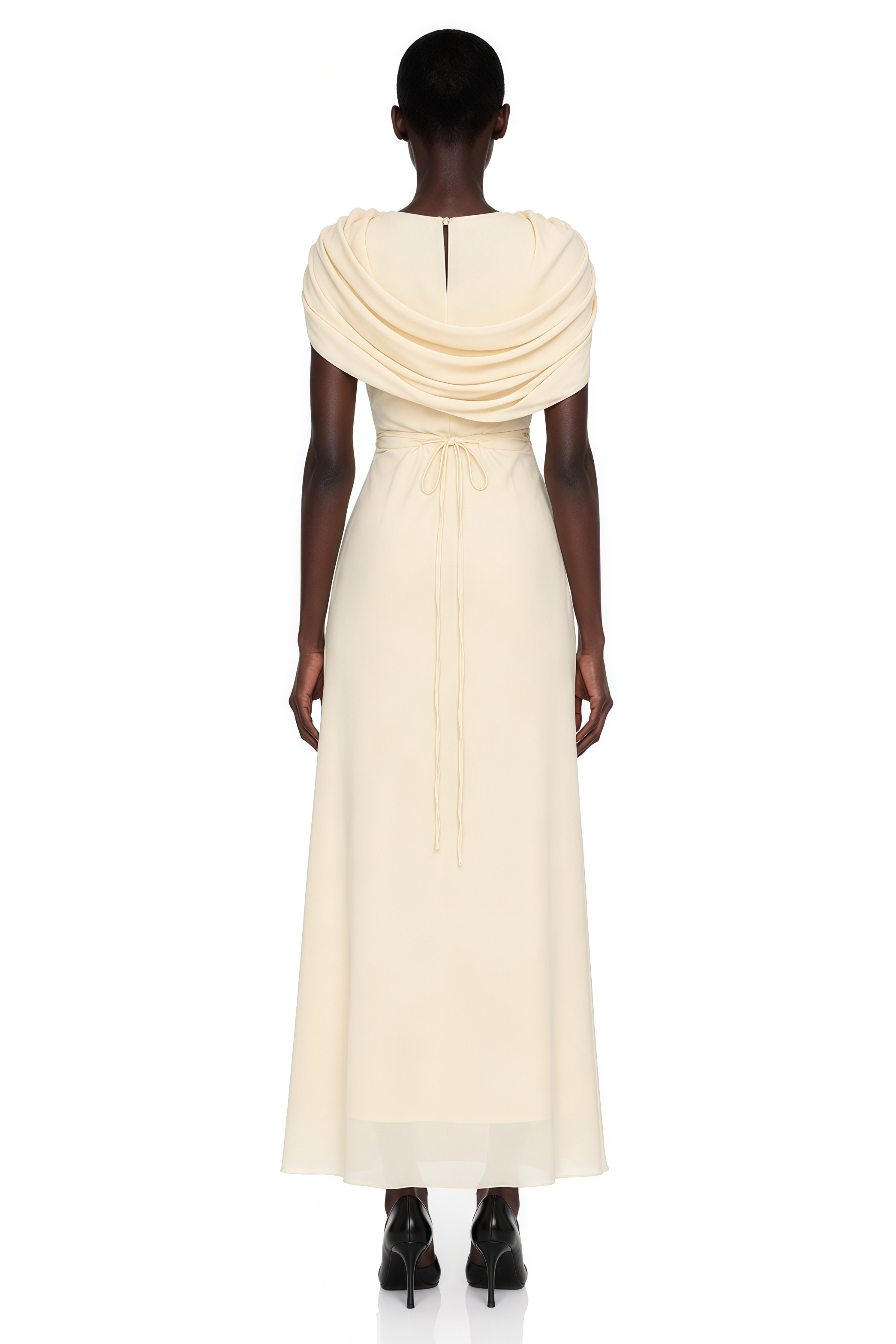 Breeze Cream Maxi Dress with Cape Sleeves