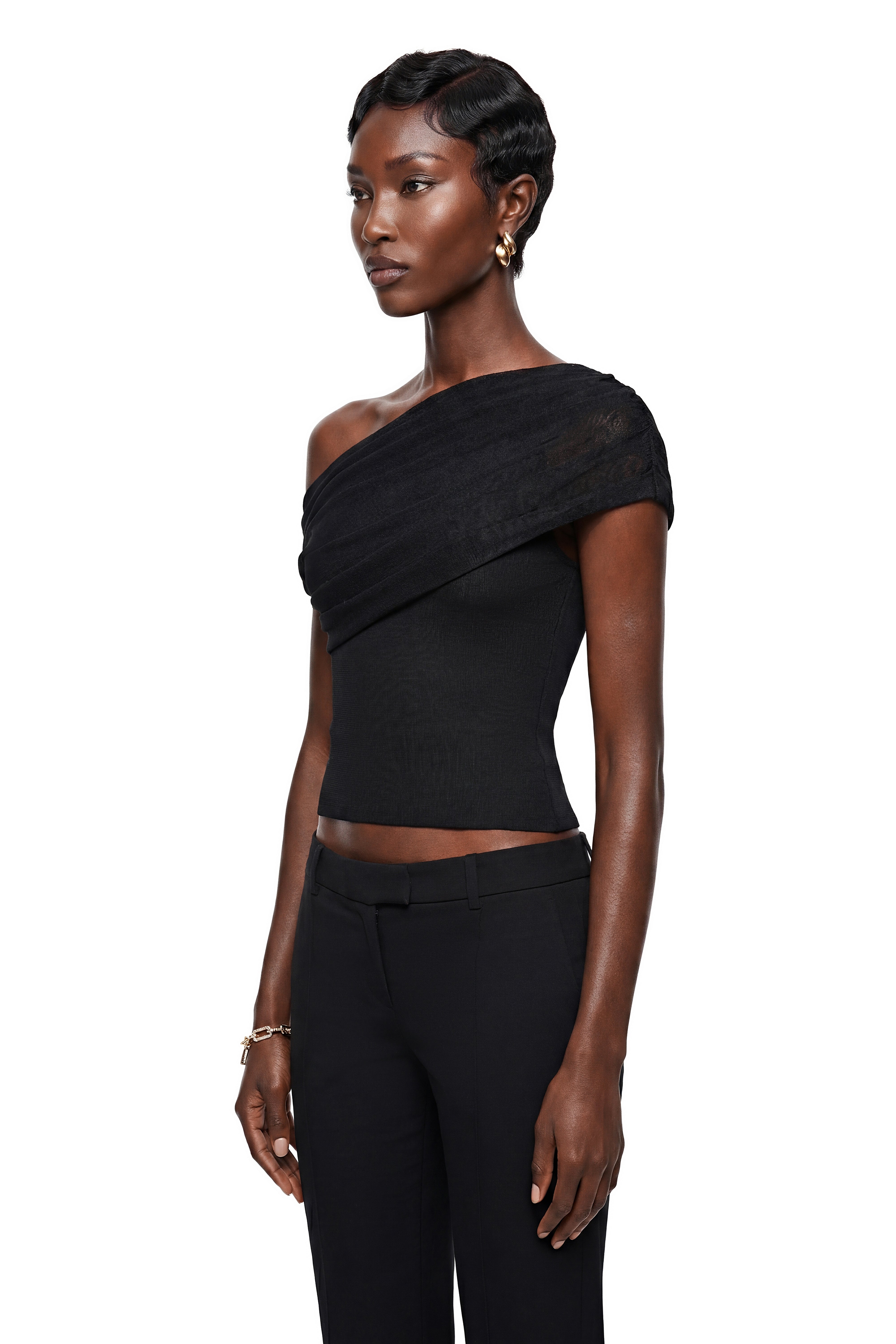 Bridget Black One Shoulder Top