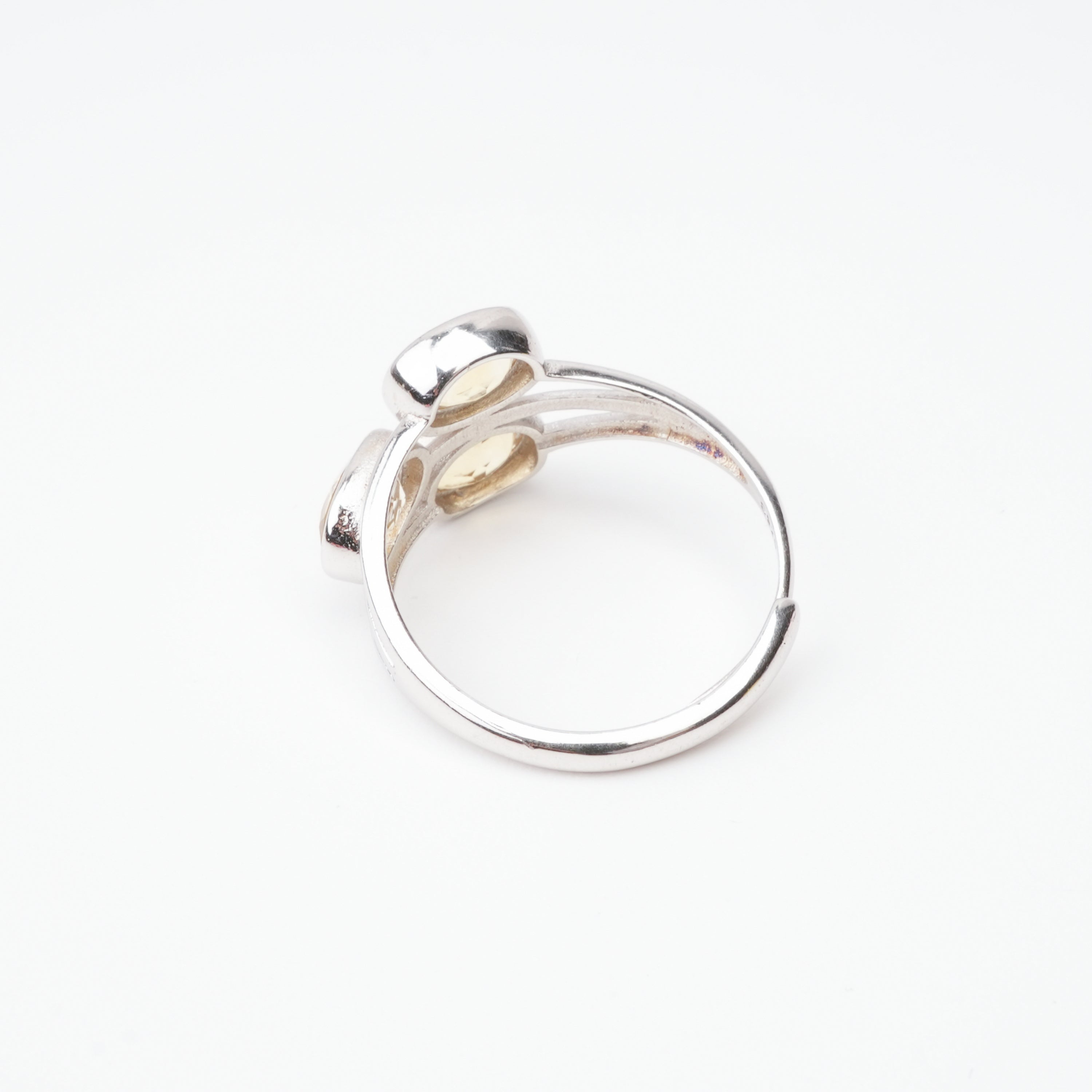Camila Champagne Oval Cut Three Stone Gemstone Sterling Silver Ring