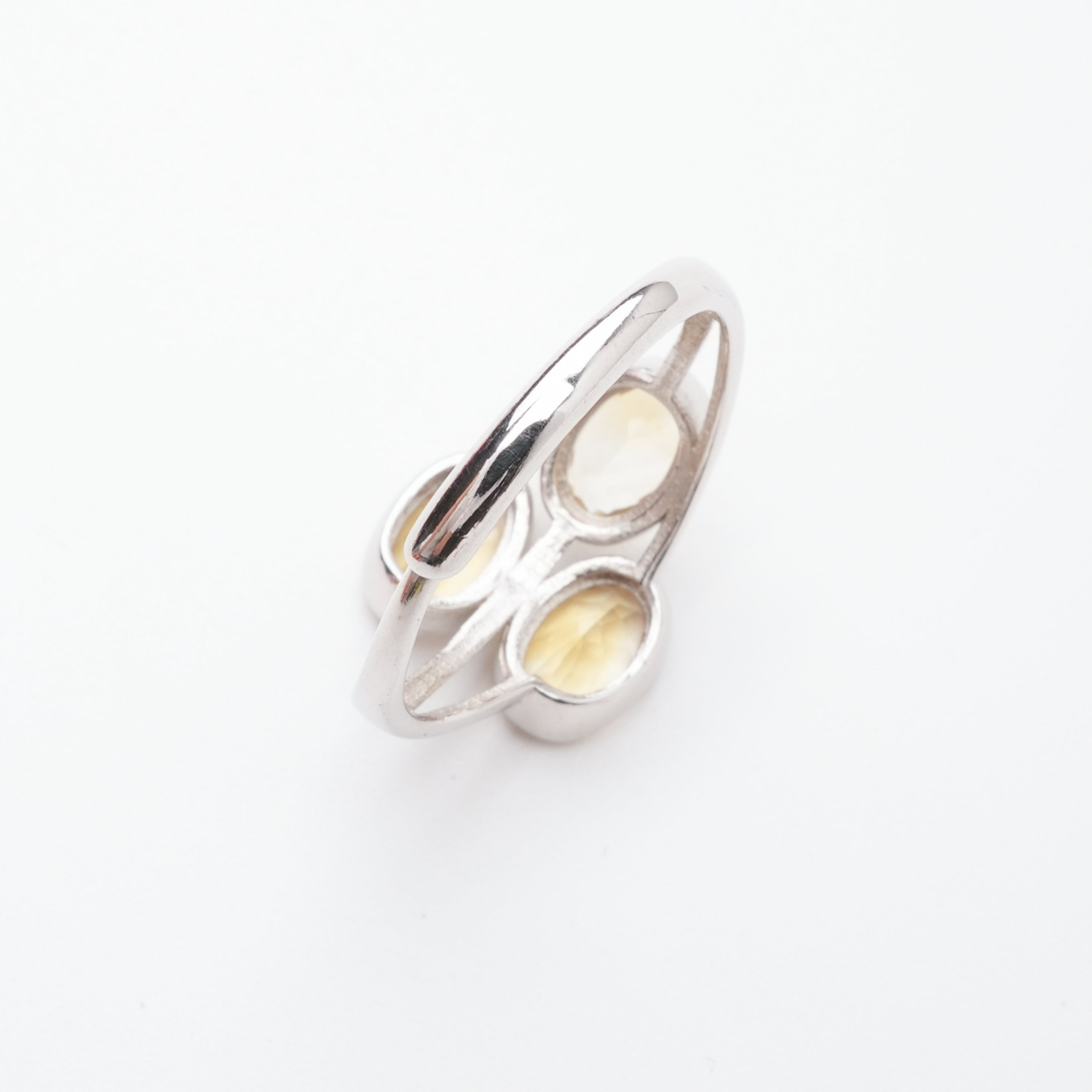 Camila Champagne Oval Cut Three Stone Gemstone Sterling Silver Ring