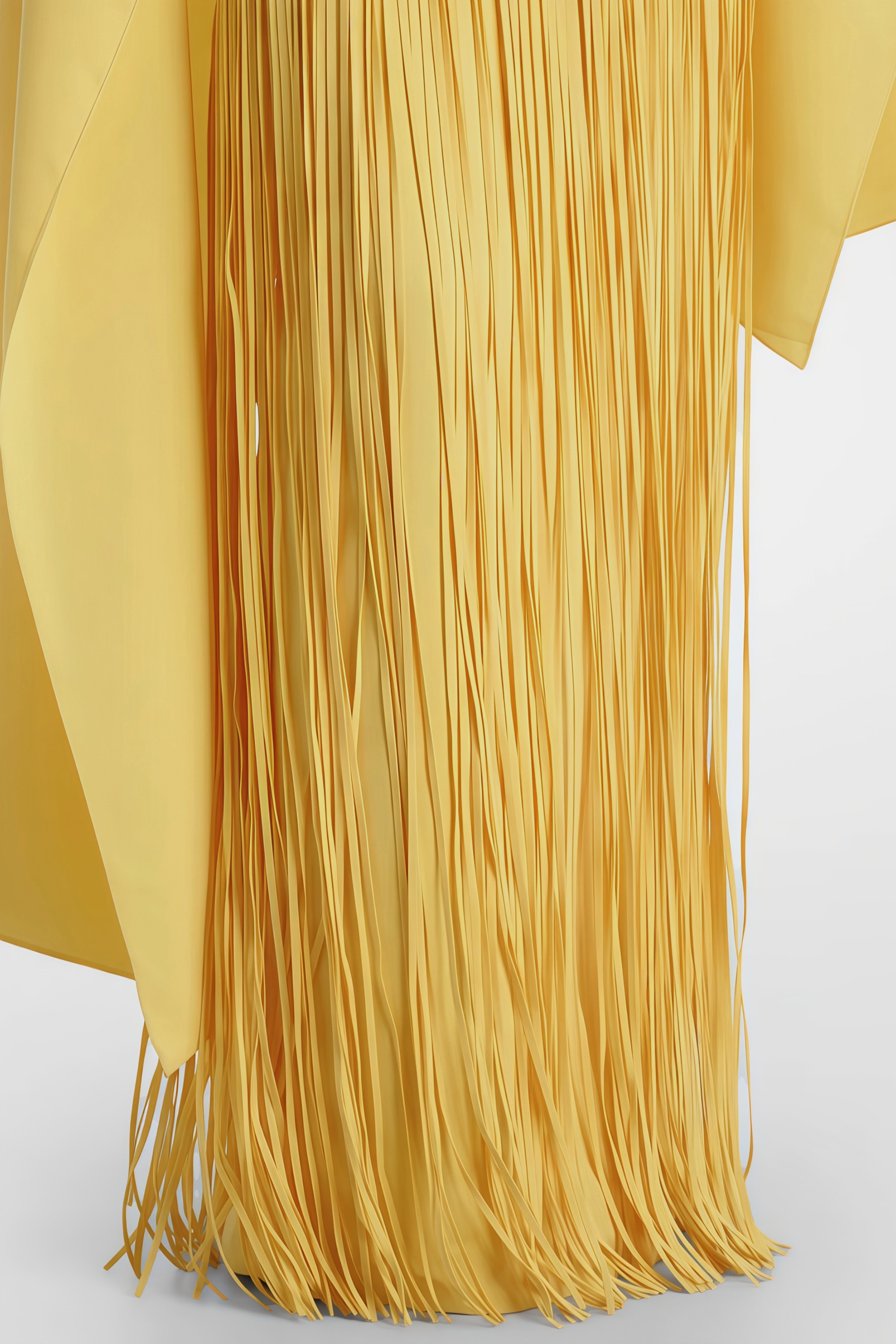 Yellow Fringed Caped Gown