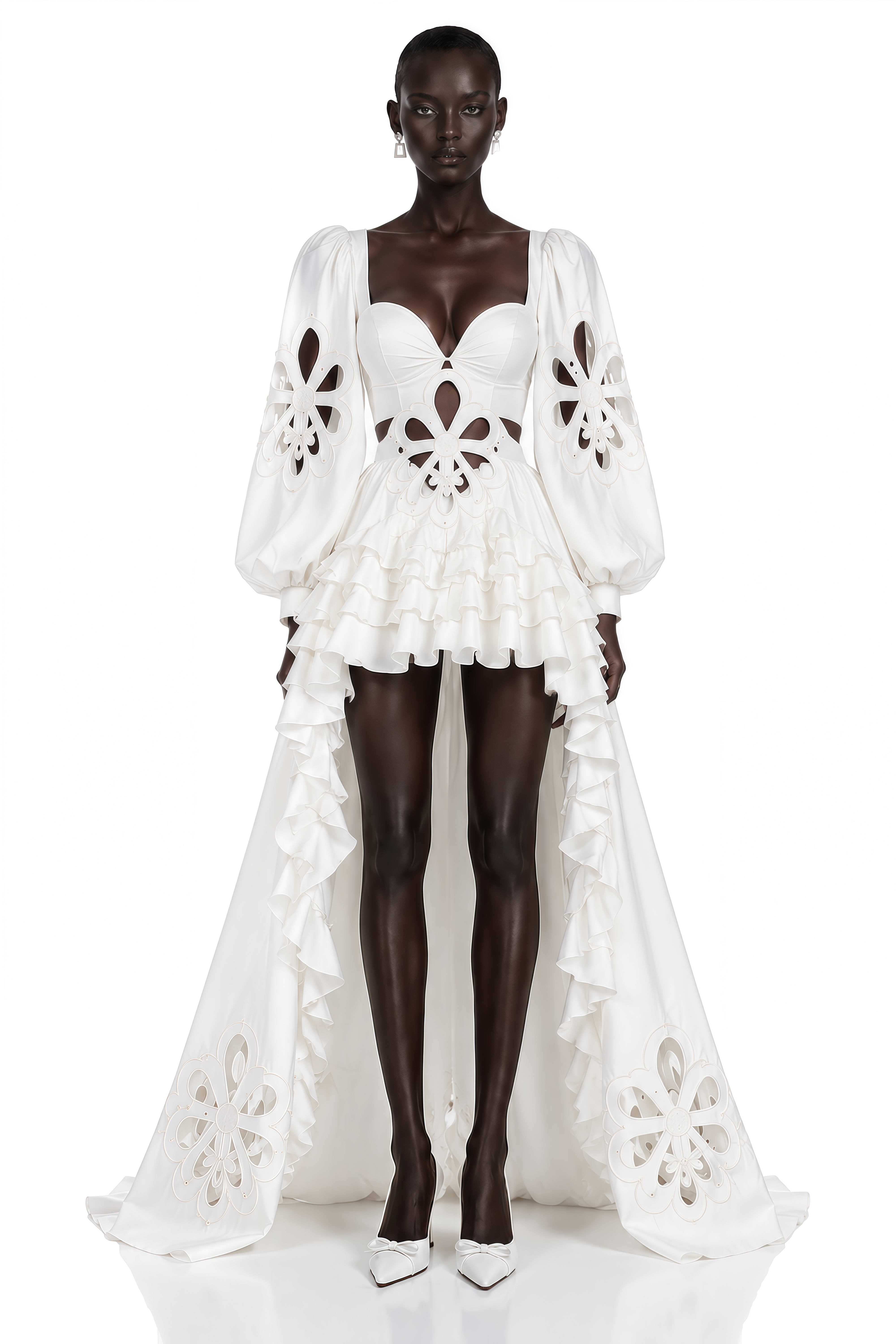 Charity White Cut-Out Asymmetrical Maxi Dress