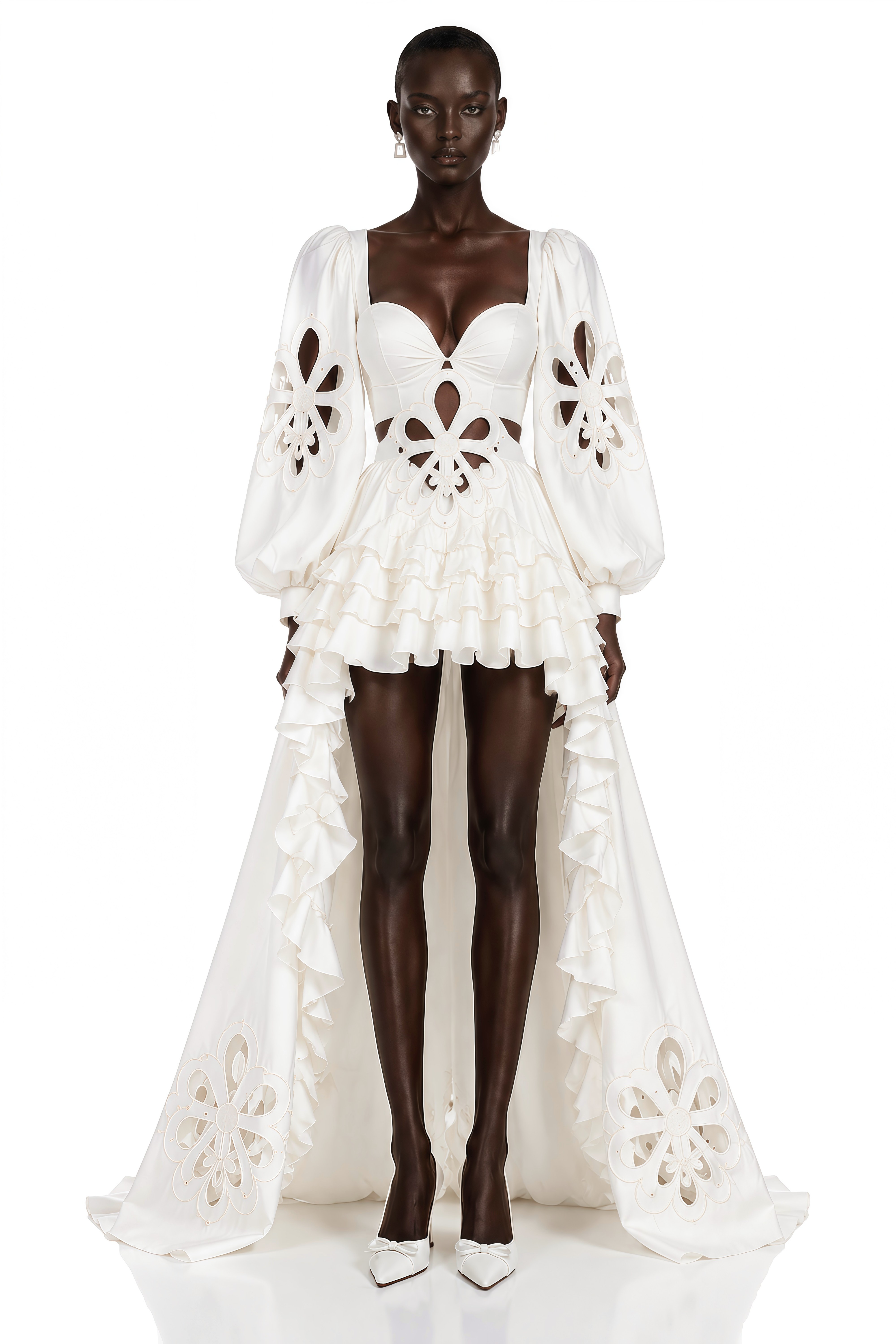 Charity White Cut-Out Asymmetrical Maxi Dress