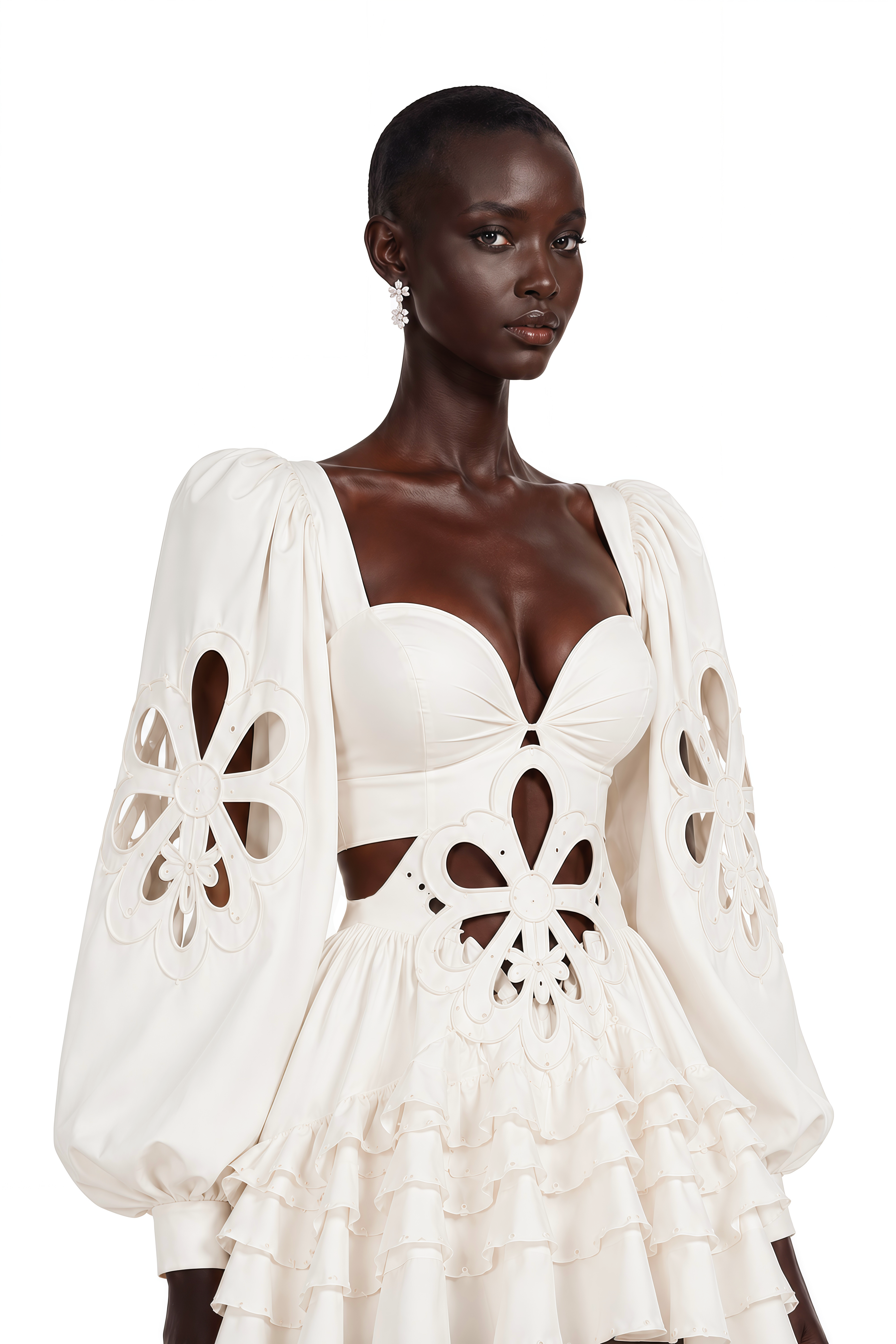 Charity White Cut-Out Asymmetrical Maxi Dress