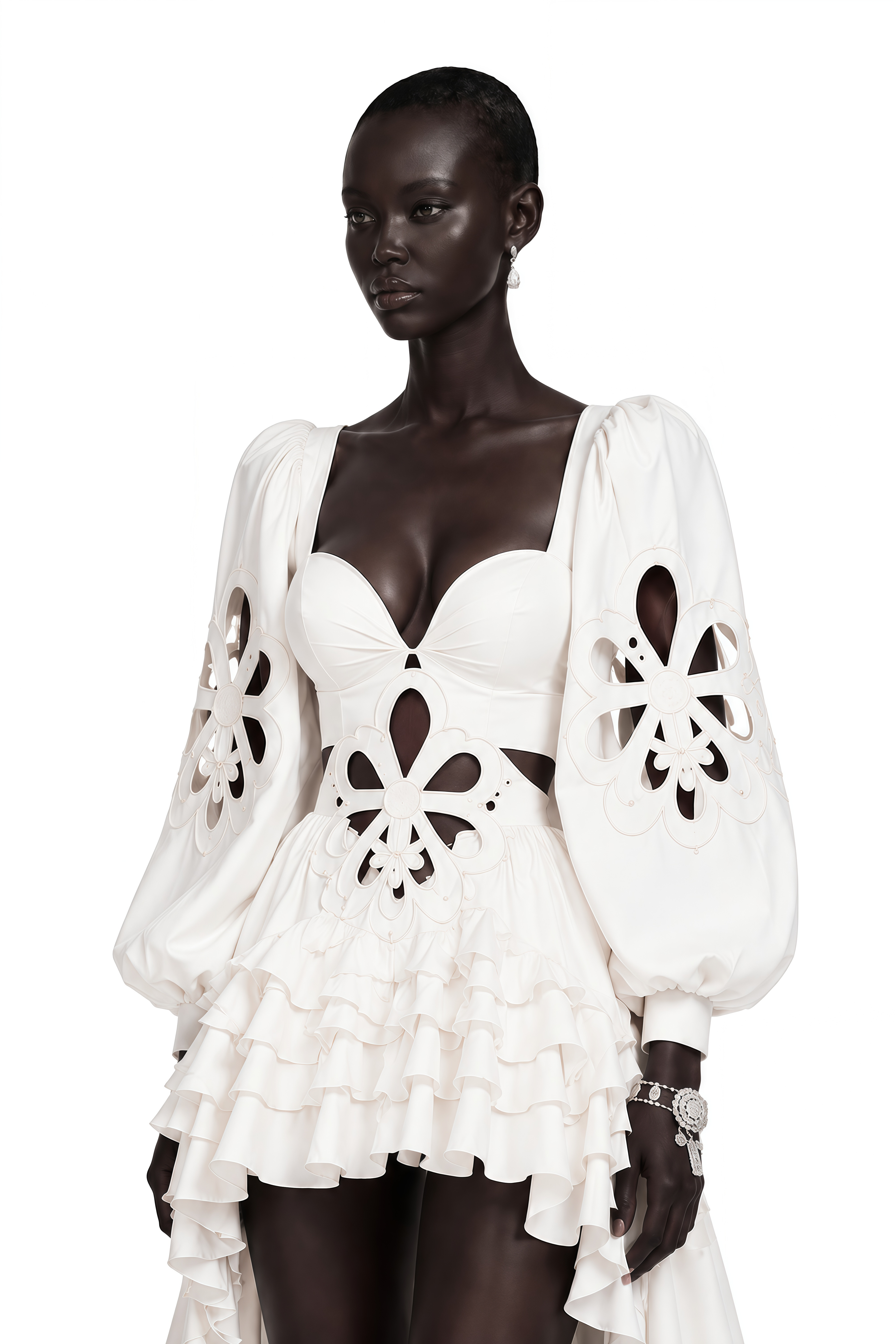 Charity White Cut-Out Asymmetrical Maxi Dress