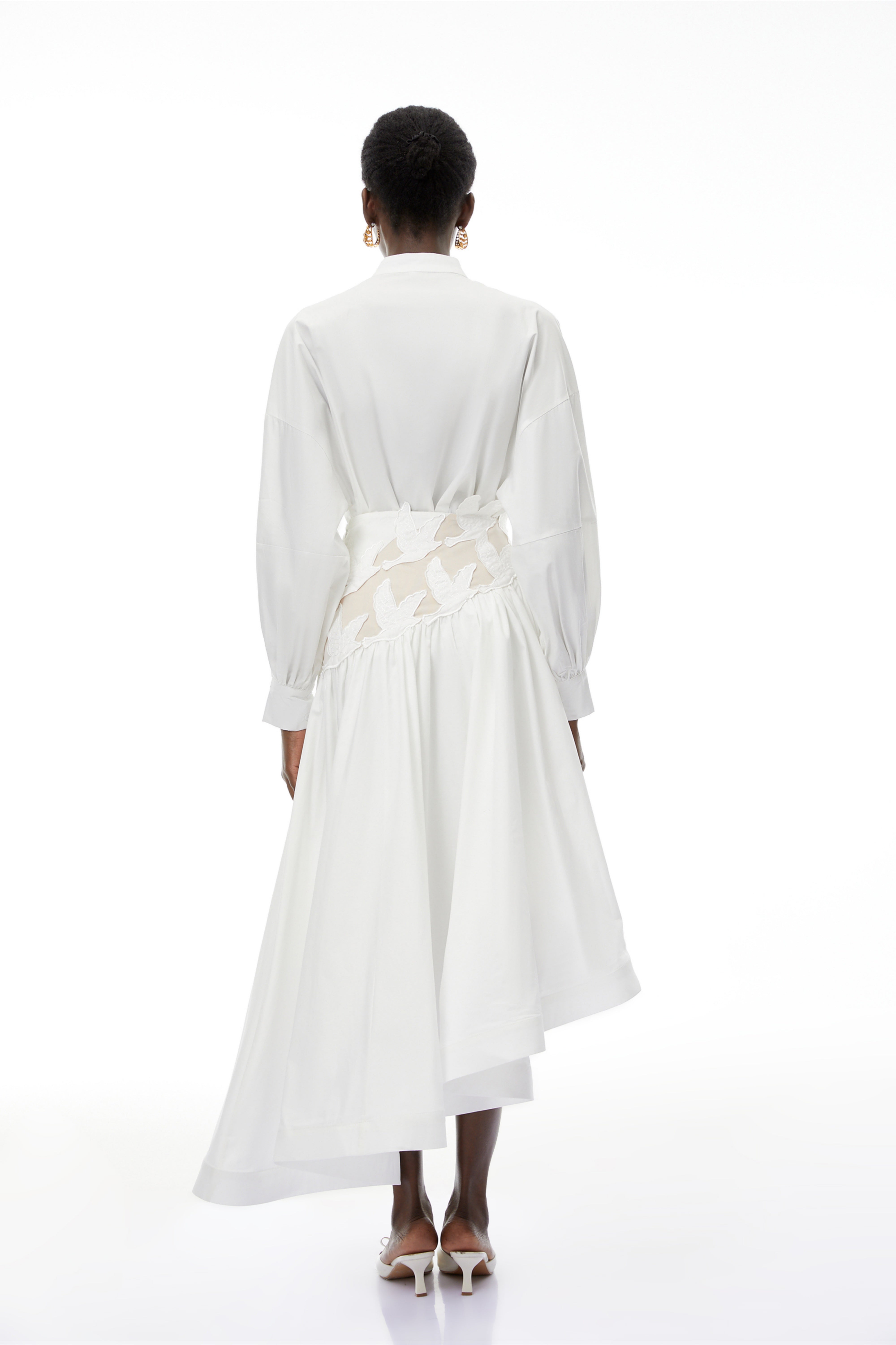 Charlotte White Cut-Out Asymmetrical Blouse & Skirt Set