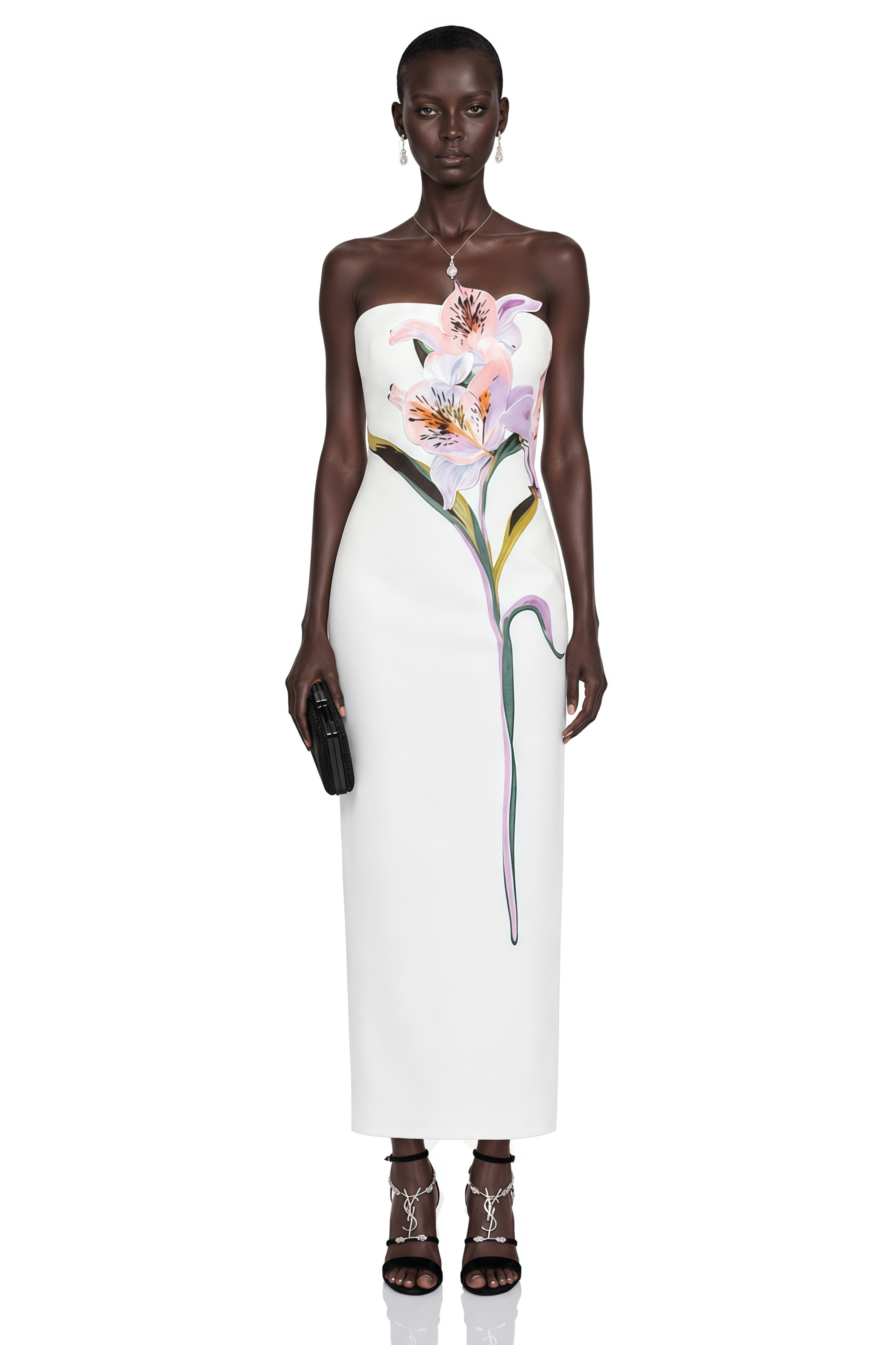 Automne White Floral Embroidered Maxi Dress
