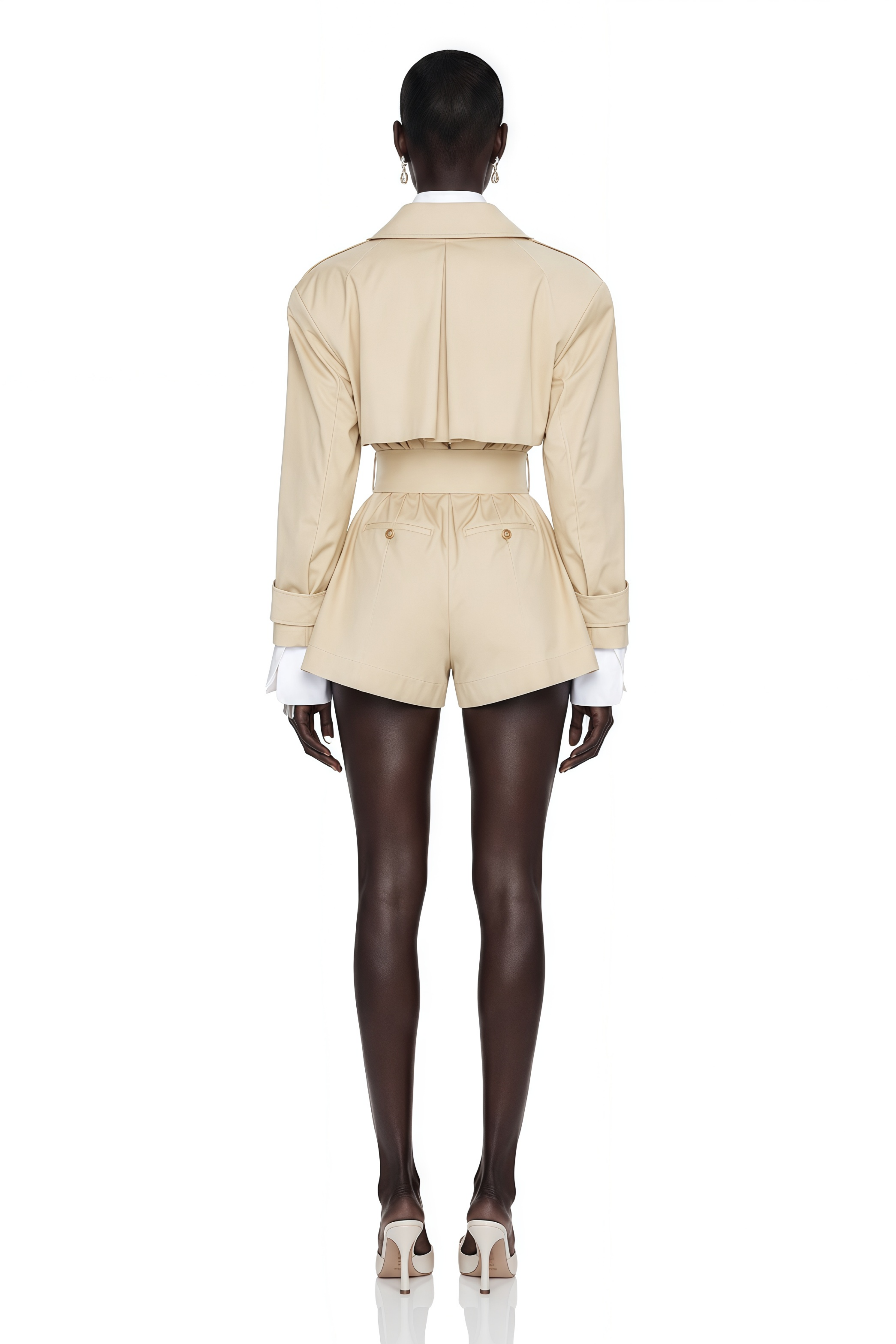 Priscille Khaki Asymmetrical Trench Style Playsuit