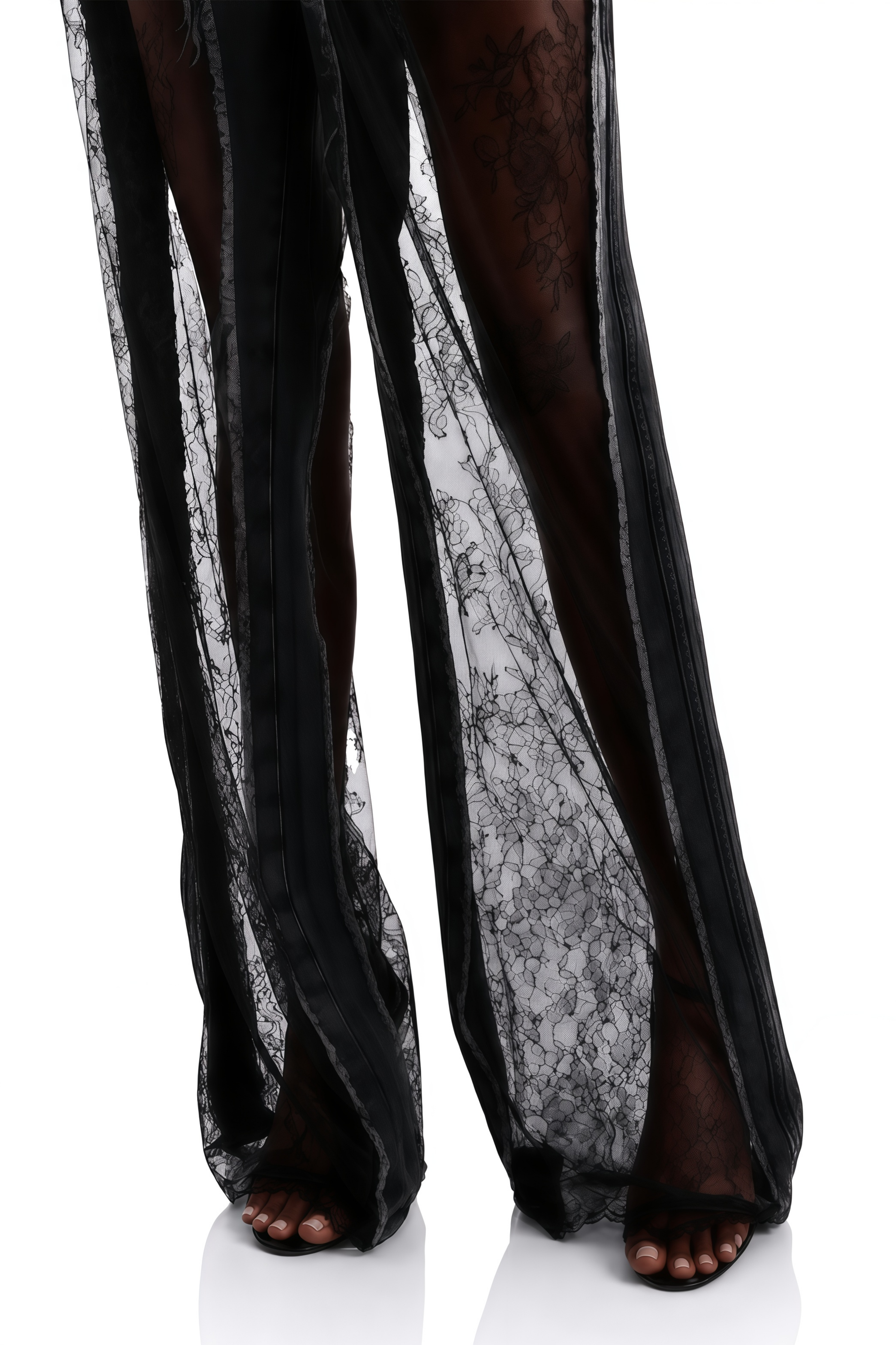Madeline Black Floral Lace Panel Jeans