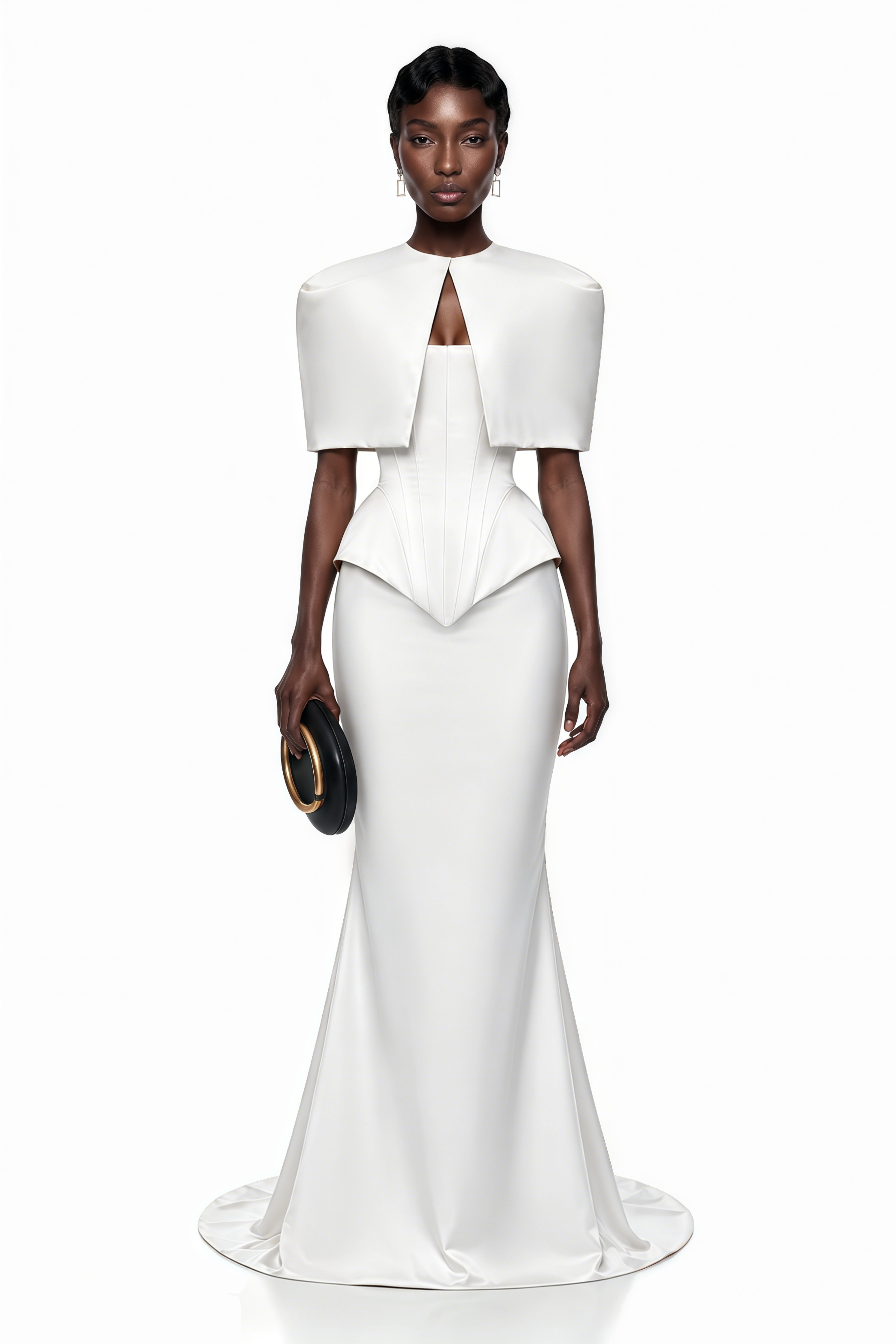 Ensemble corset et jupe Clara blanc avec cape