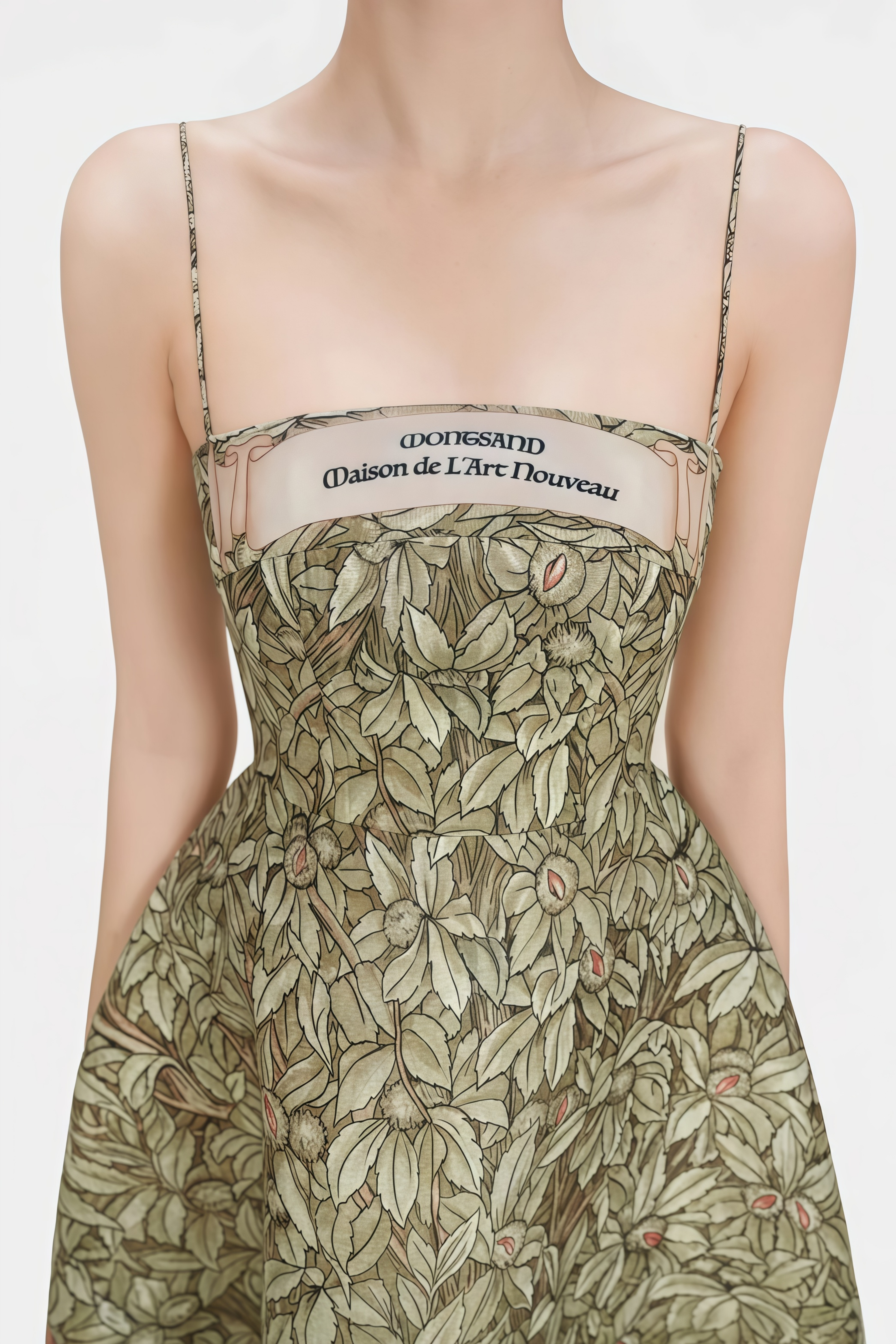 فستان ميدي بطبعة الغابة الخضراء من كلوديا