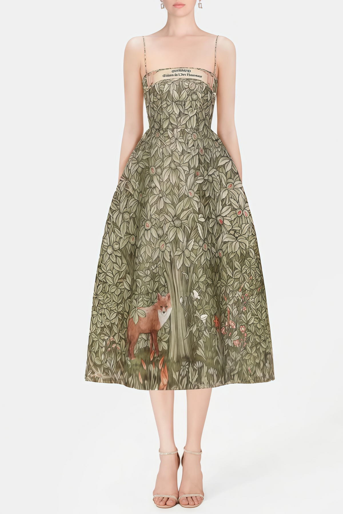 knee length dresses for ladies Claudia Green Jungle Print Midi Dress