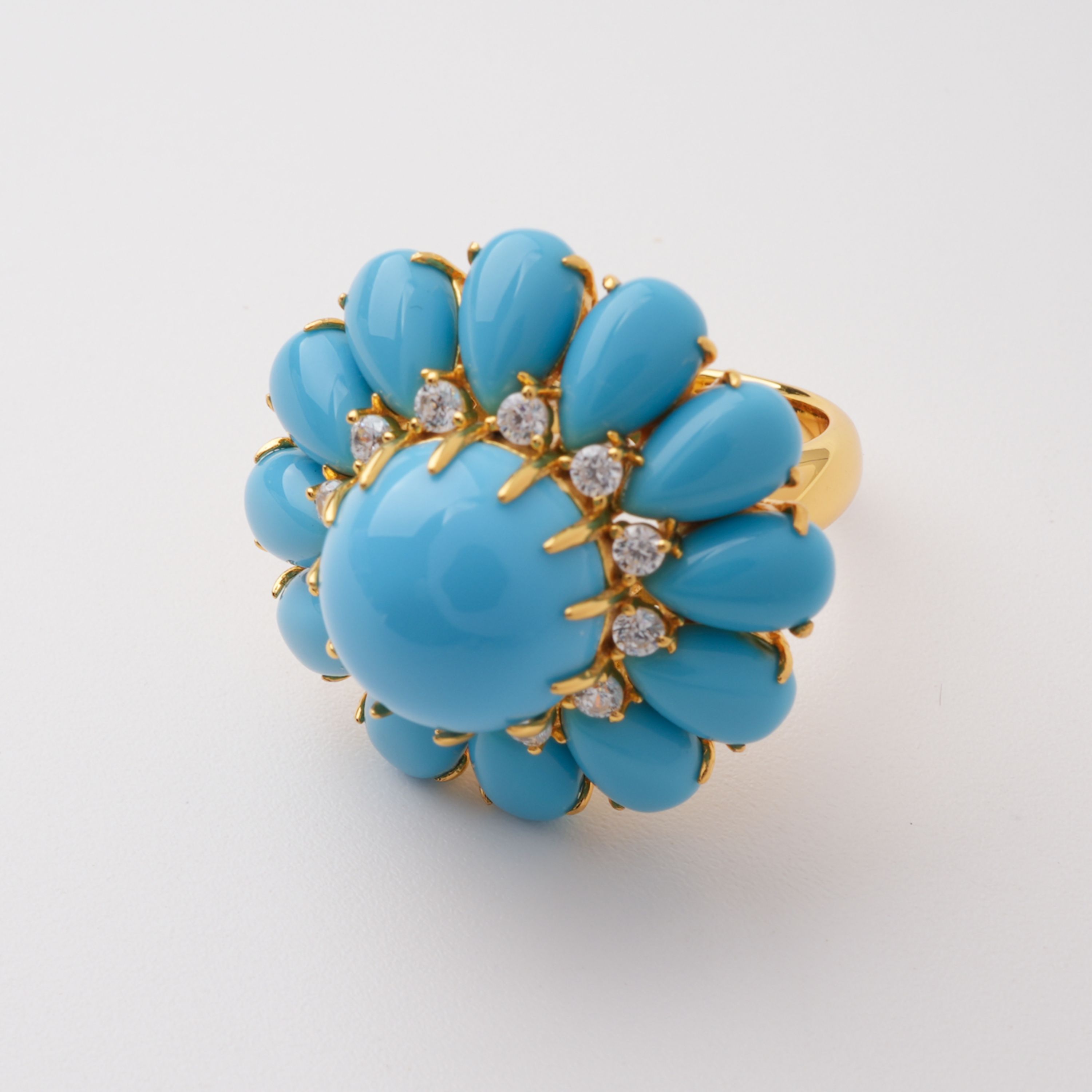 Cleo Blue Floral Turquoise Sterling Silver Ring