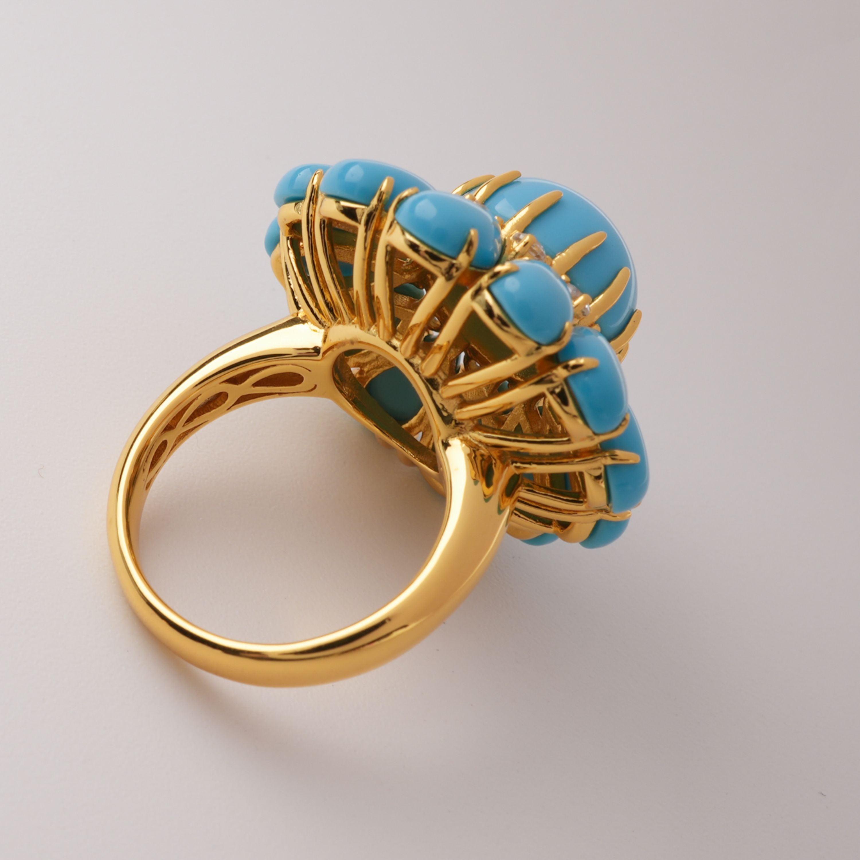 Cleo Blue Floral Turquoise Sterling Silver Ring