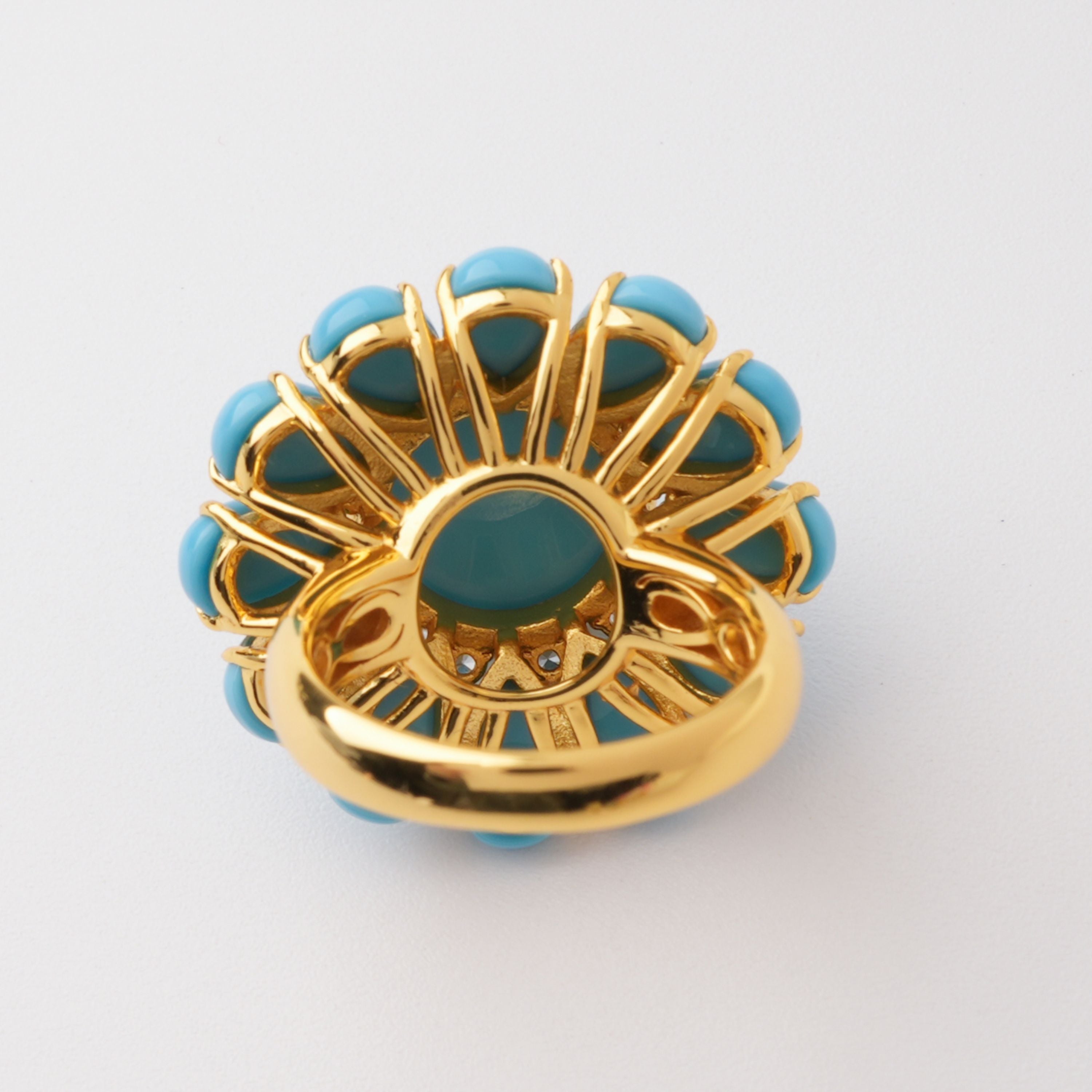 Cleo Blue Floral Turquoise Sterling Silver Ring