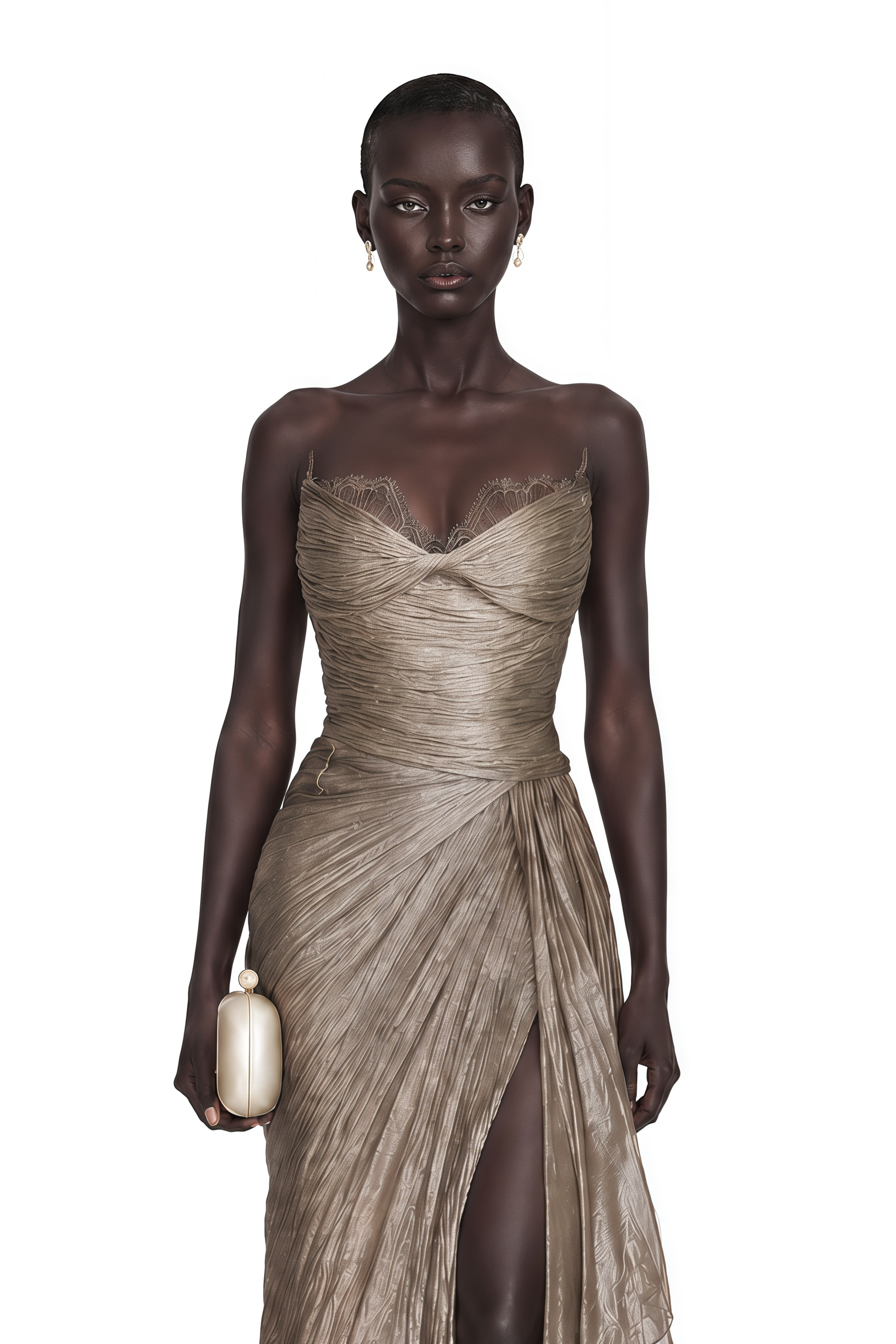Constanza Brown Off Shoulder Ruched Maxi Dress